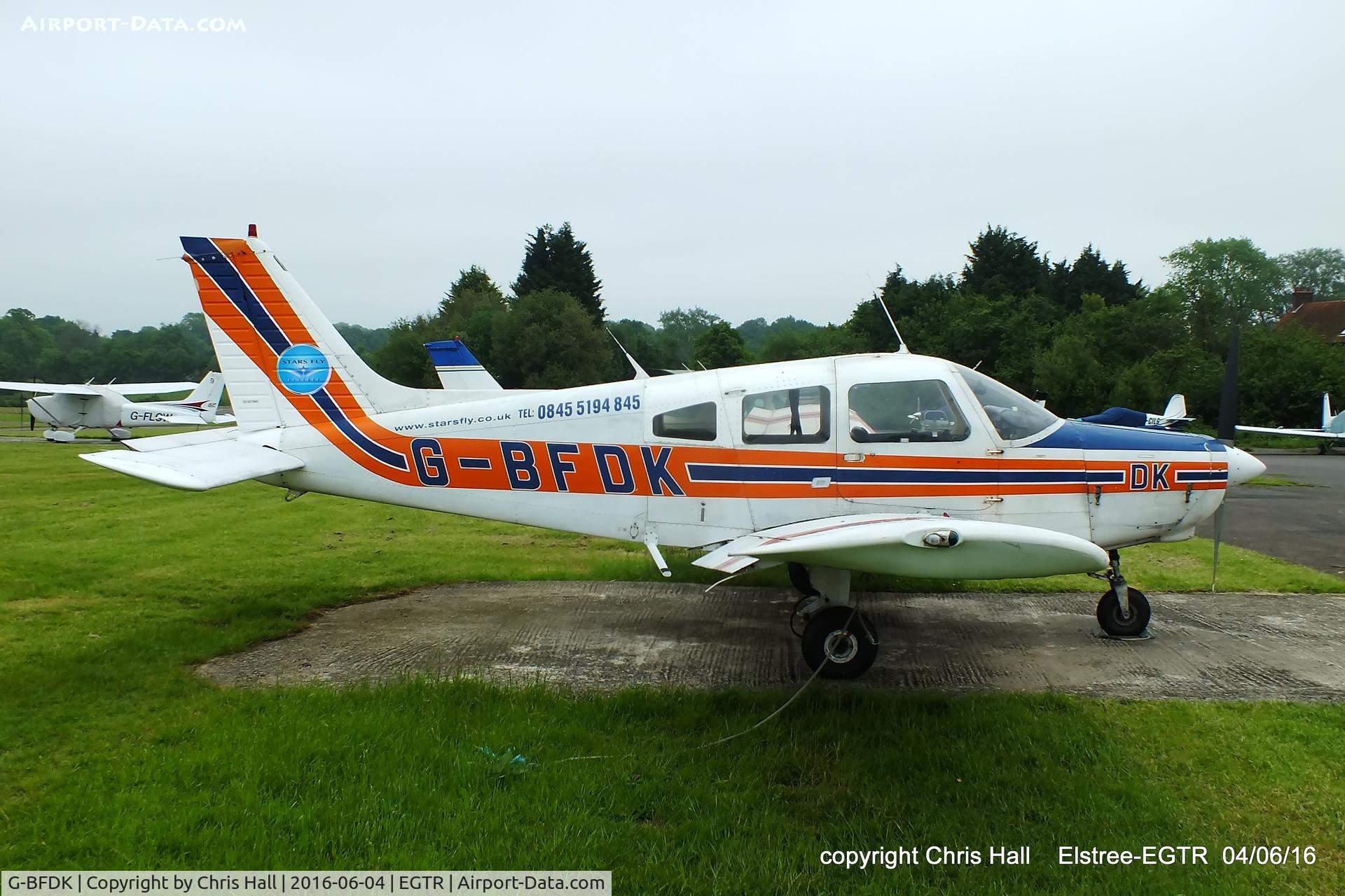 G-BFDK, 1977 Piper PA-28-161 Cherokee Warrior II C/N 28-7816010, at Elstree