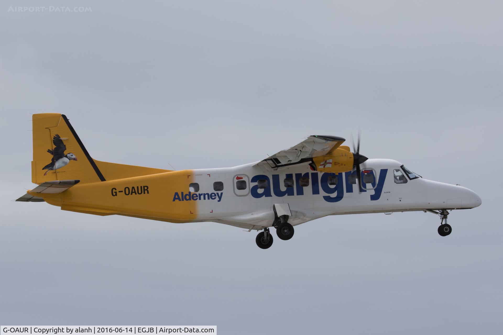 G-OAUR, 2012 Dornier (RUAG) Do.228-212NG C/N 8305, Landing at Guernsey