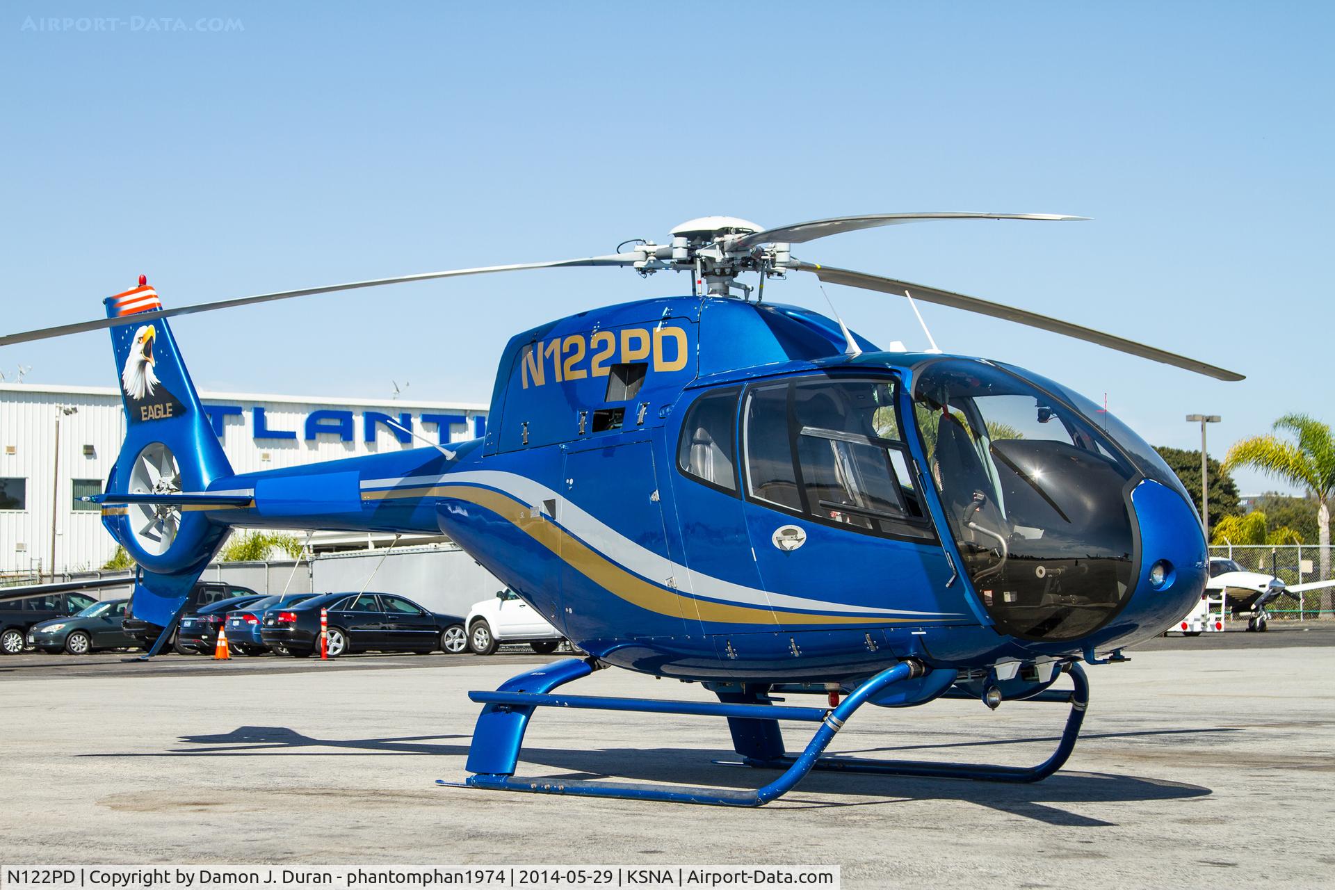 N122PD, 2002 Eurocopter EC-120B Colibri C/N 1304, Shortly after OC Helicopters got it.  Former ABLE EAGLE Airborne Law Unit that covered Costa Mesa, Santa Ana, and Newport Beach.