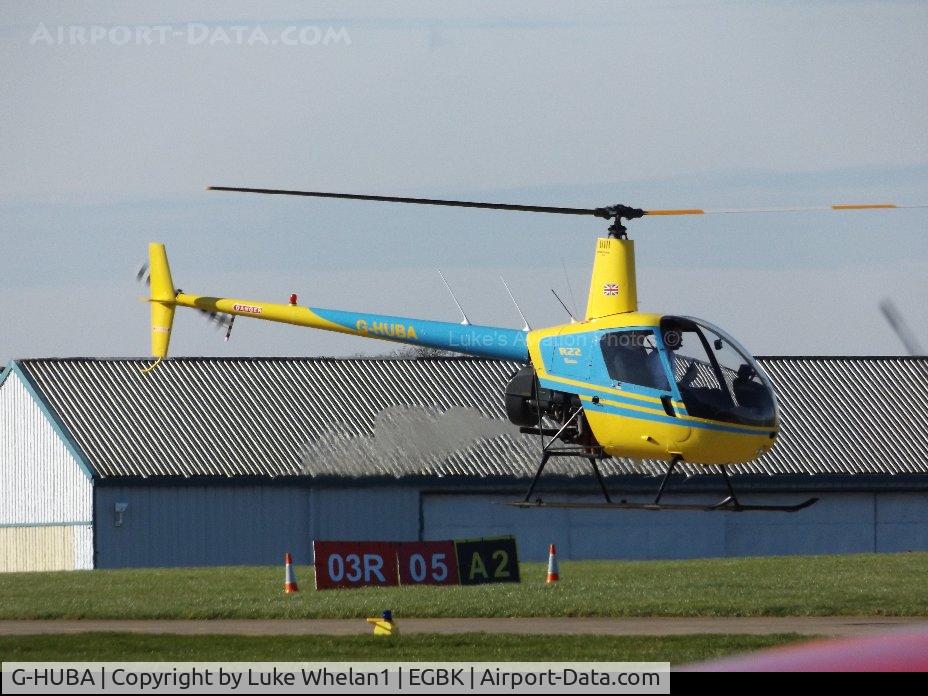 G-HUBA, 1986 Robinson R22 Beta C/N 0608, Preparing to depart from Sywell Aerodrome.