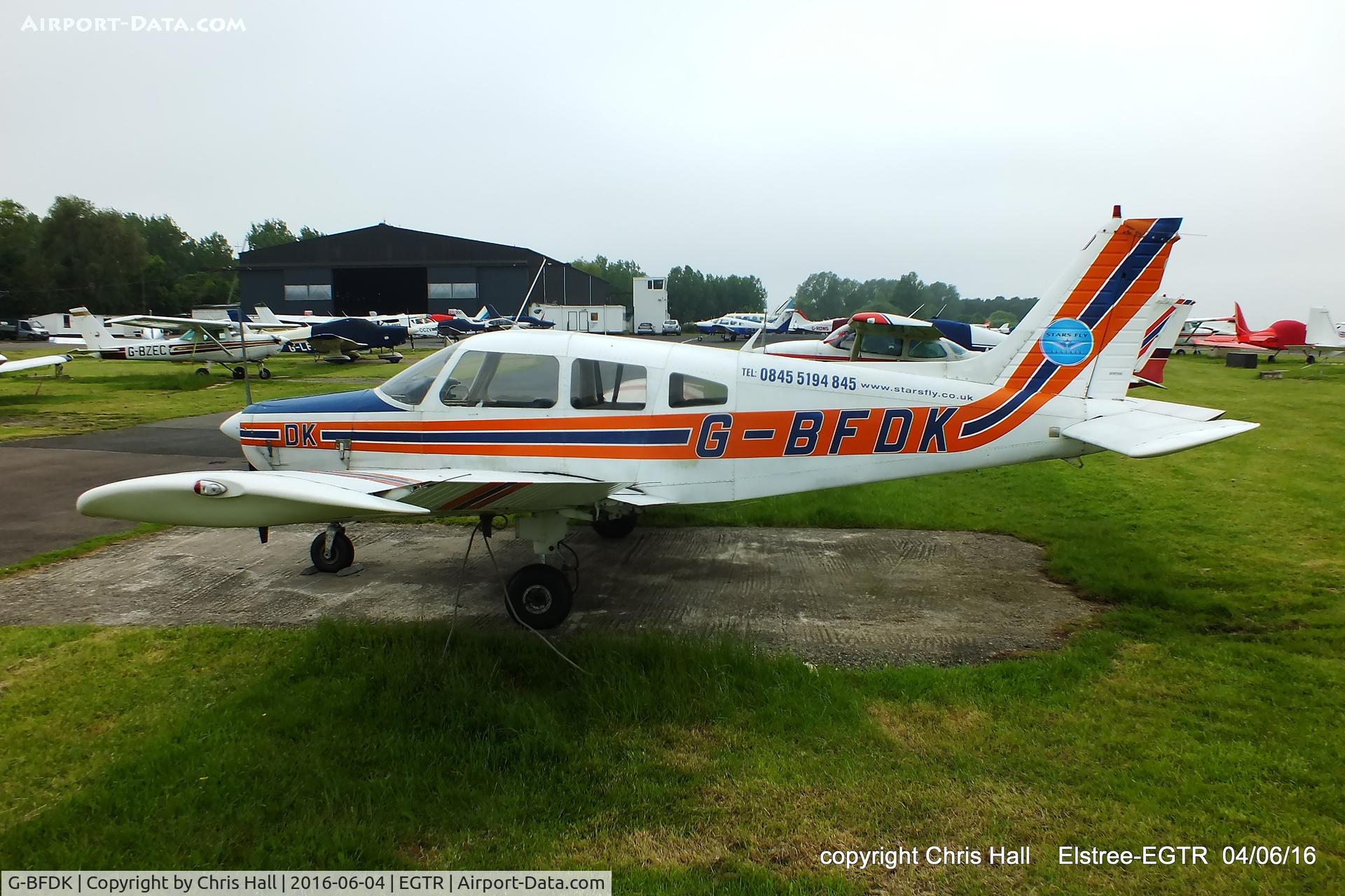 G-BFDK, 1977 Piper PA-28-161 Cherokee Warrior II C/N 28-7816010, at Elstree