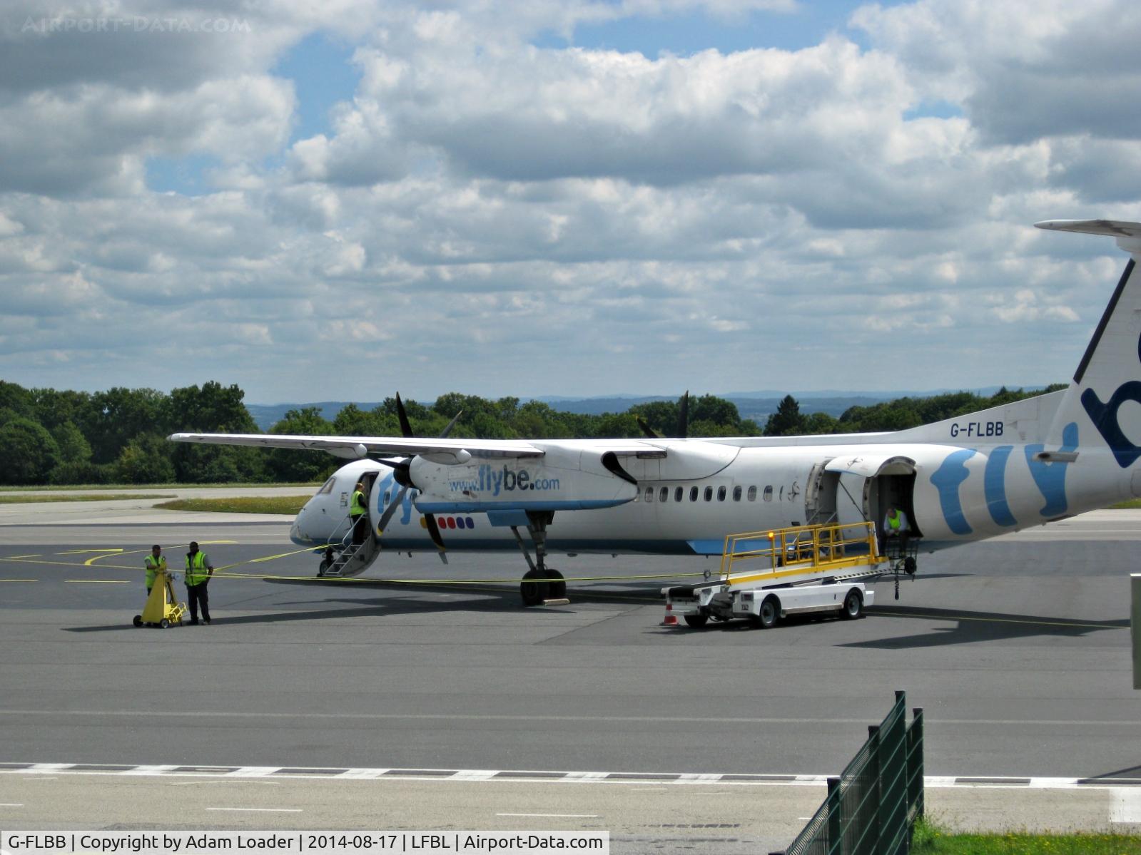 G-FLBB, 2009 De Havilland Canada DHC-8-402Q Dash 8 C/N 4255, G-FLBB on stand at Limoges-Bellegarde, Limousin, France before the return flight to Southampton as BE3226