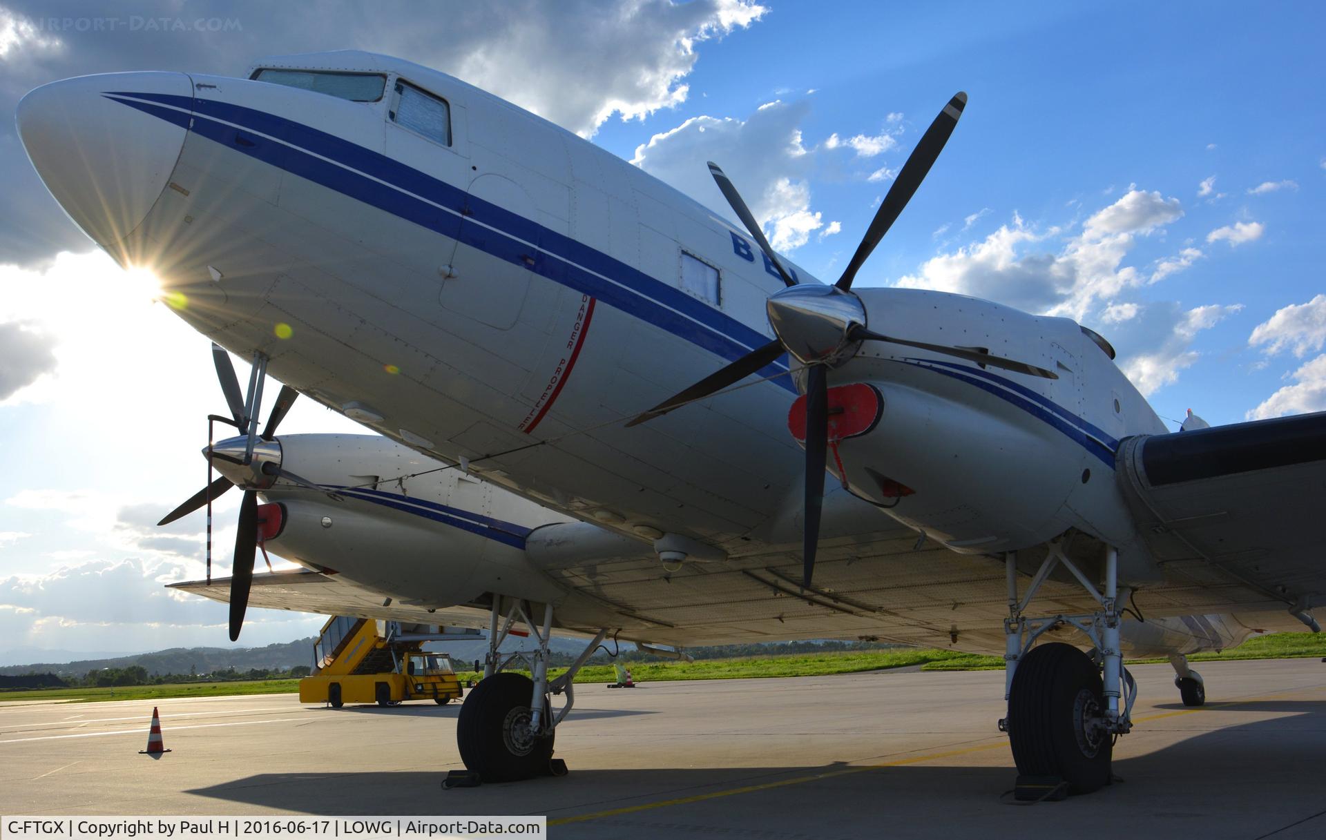 C-FTGX, 1944 Douglas Basler BT67 (DC-3TP) C/N 25769, 72 year old DC-3 making a night-stop in Graz