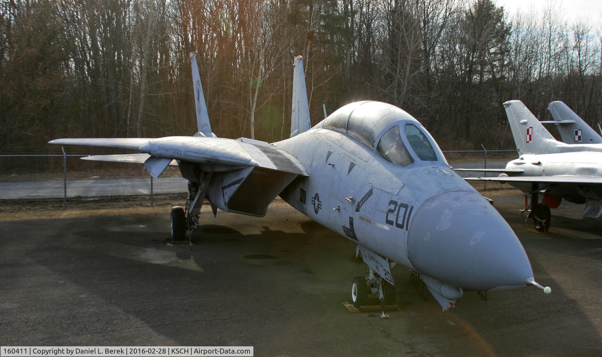 160411, Grumman F-14A C/N 267, This Tomcat is looking me in the eye in the evening light at the Empire State Aerosciences Museum.