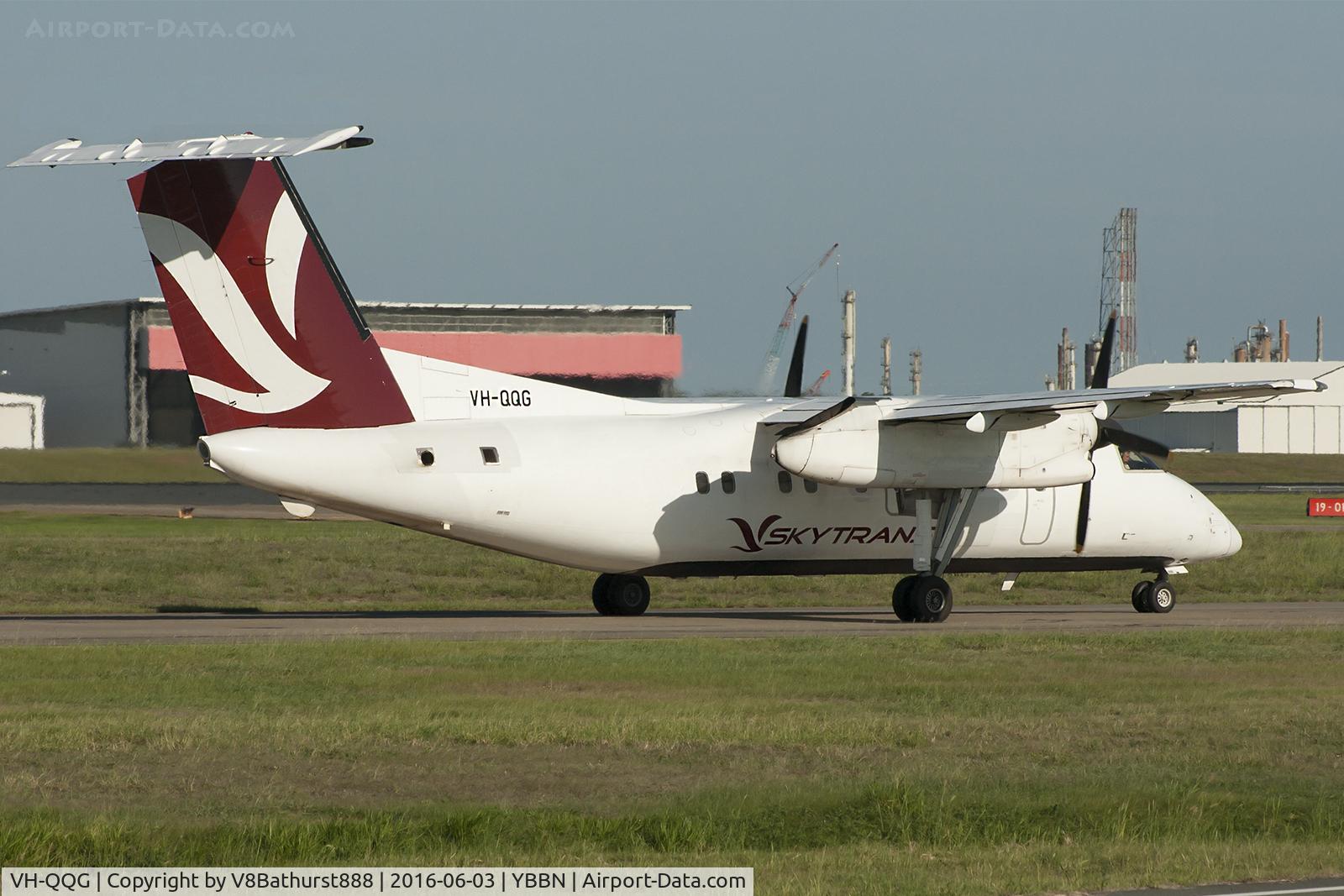 VH-QQG, 1986 De Havilland Canada DHC-8-201 Dash 8 C/N 036, QQG taxing along Bravo for departure out to Taroom (YTAM/XTO)