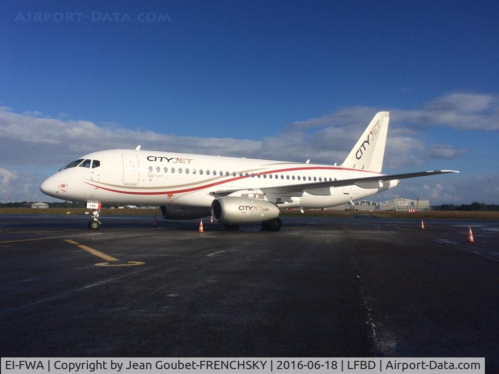 EI-FWA, 2015 Sukhoi Superjet 100-95B C/N 95102, charter for Eurofoot 2016 Belgique/Ireland Matmut Atlantique Bordeaux stadium