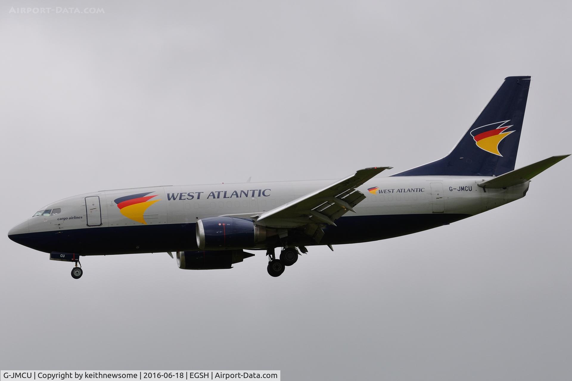 G-JMCU, 1987 Boeing 737-301(SF) C/N 23513, Landing onto runway 27.