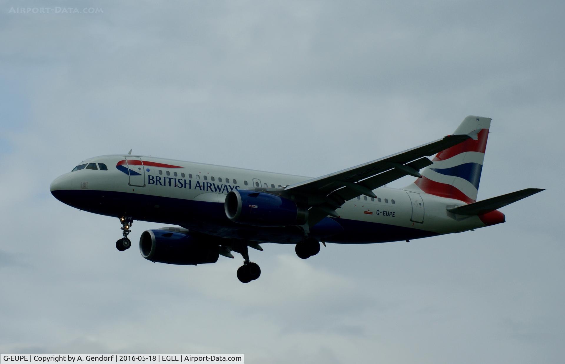 G-EUPE, 2000 Airbus A319-131 C/N 1193, British Airways, seen here approaching London Heathrow(EGLL)