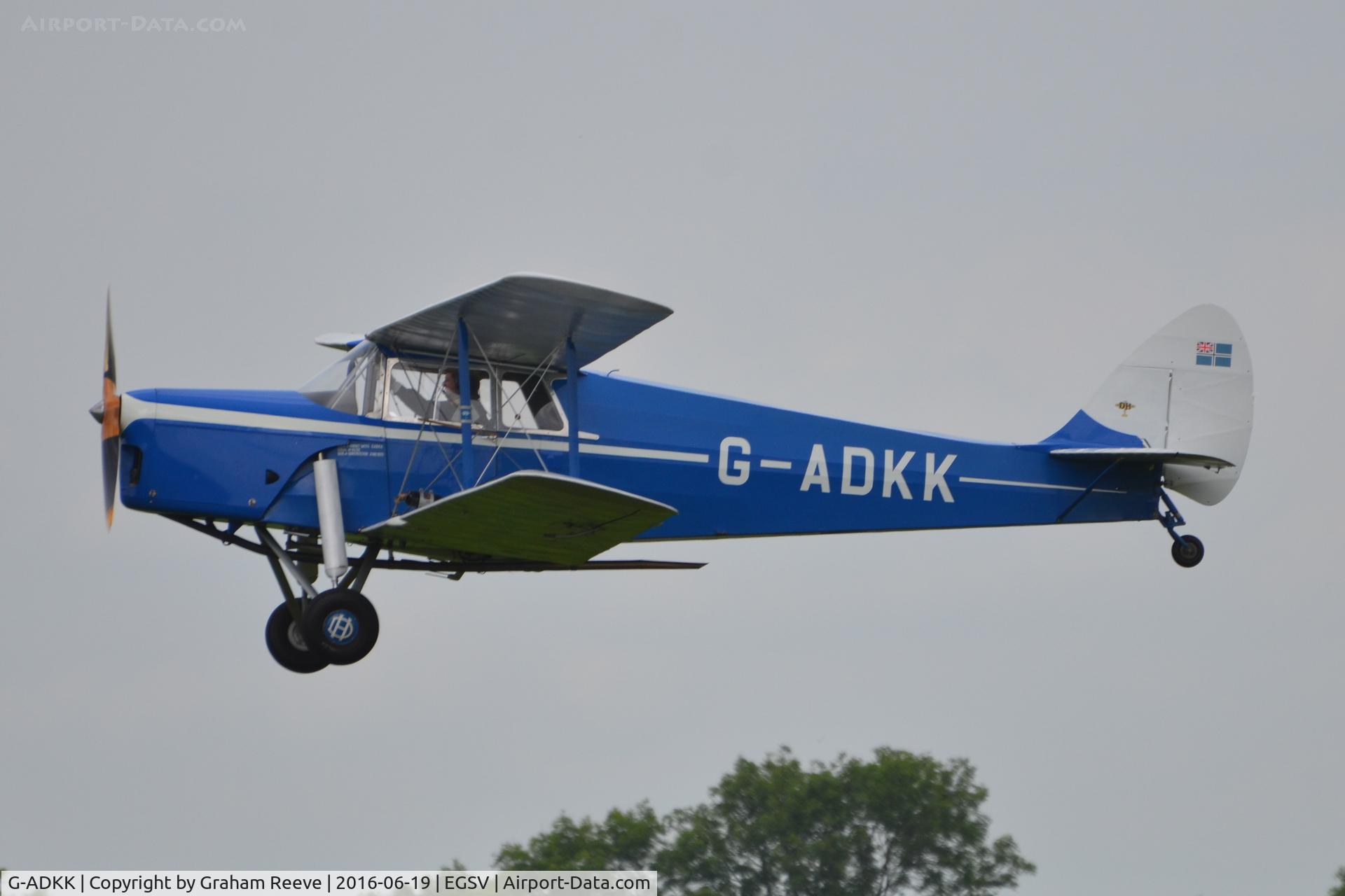 G-ADKK, 1935 De Havilland DH.87B Hornet Moth C/N 8033, Departing from Old Buckenham.