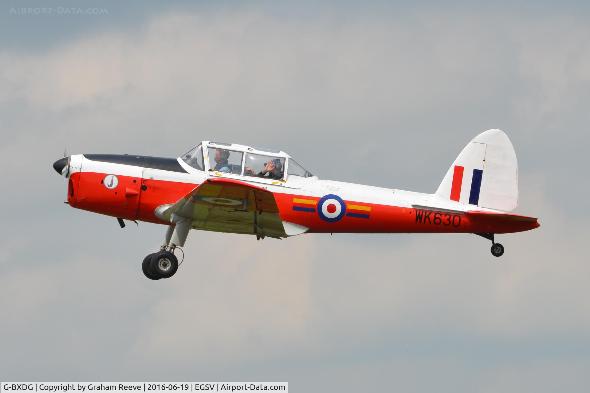 G-BXDG, 1950 De Havilland DHC-1 Chipmunk T.10 C/N C1/0644, Departing from Old Buckenham.