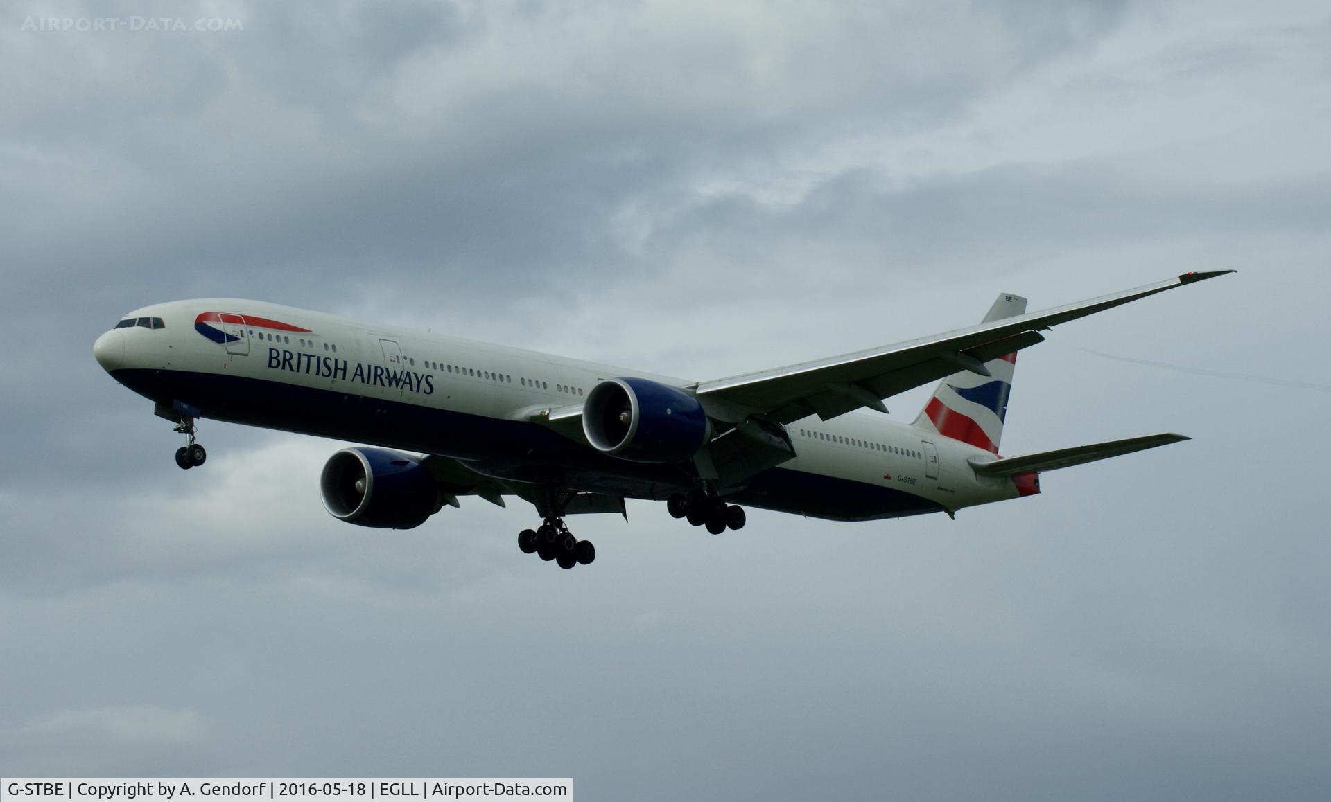 G-STBE, 2011 Boeing 777-36N/ER C/N 38696, British Airways, is here landing RWY 27L at London Heathrow(EGLL)