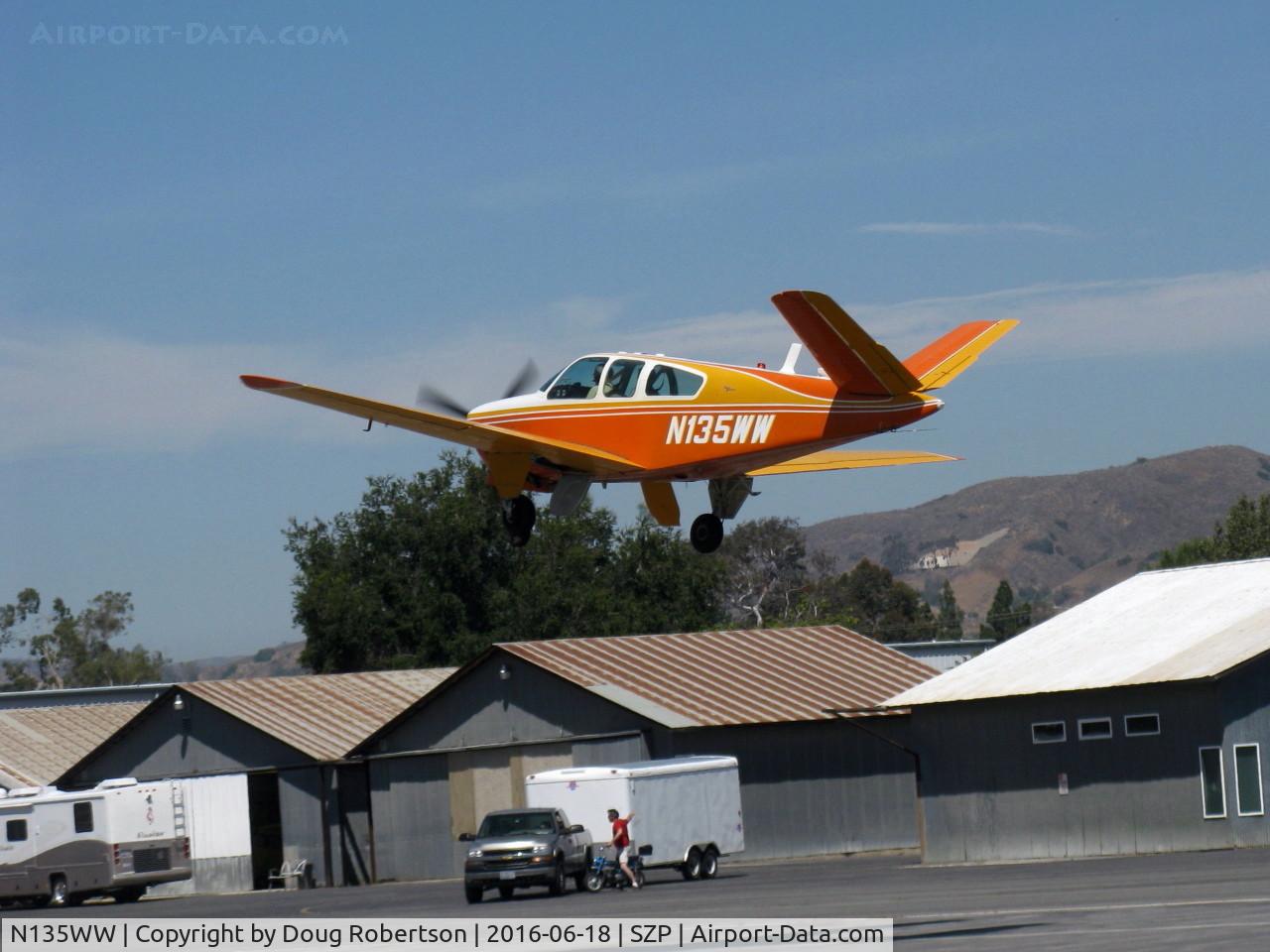 N135WW, 1966 Beech V35 Bonanza C/N D-8129, 1966 Beech V35 BONANZA, Continental IO-520-B 285 Hp, takeoff climb Rwy 22