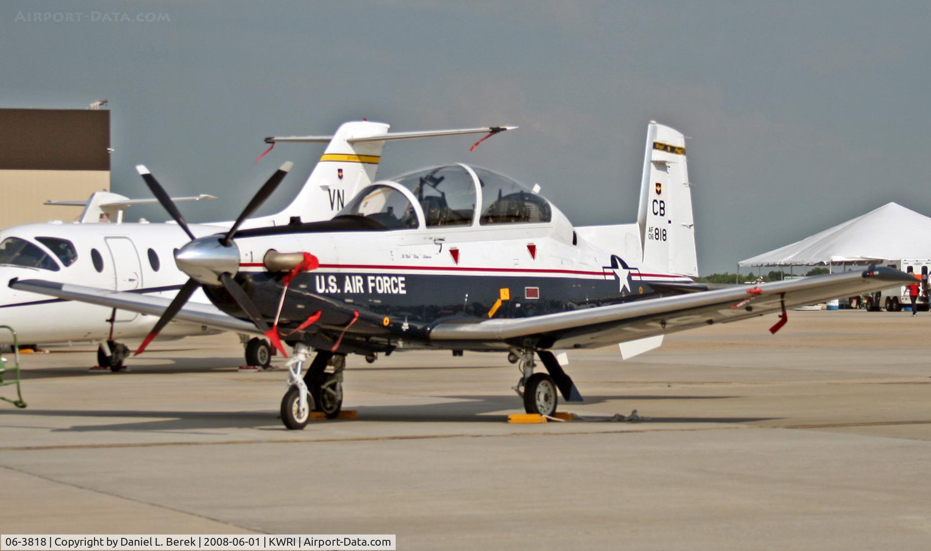 06-3818, 2006 Raytheon T-6A Texan II C/N PT-373, I spotted this nice Air Force trainer at an airshow at McGuire AFB in 2008.