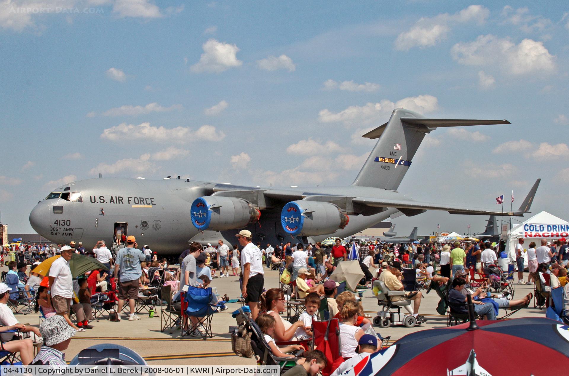 04-4130, 2004 Boeing C-17A Globemaster III C/N P-130, A C-117 basks among the admiring crowds at a McGuire AFB open house in 2008.