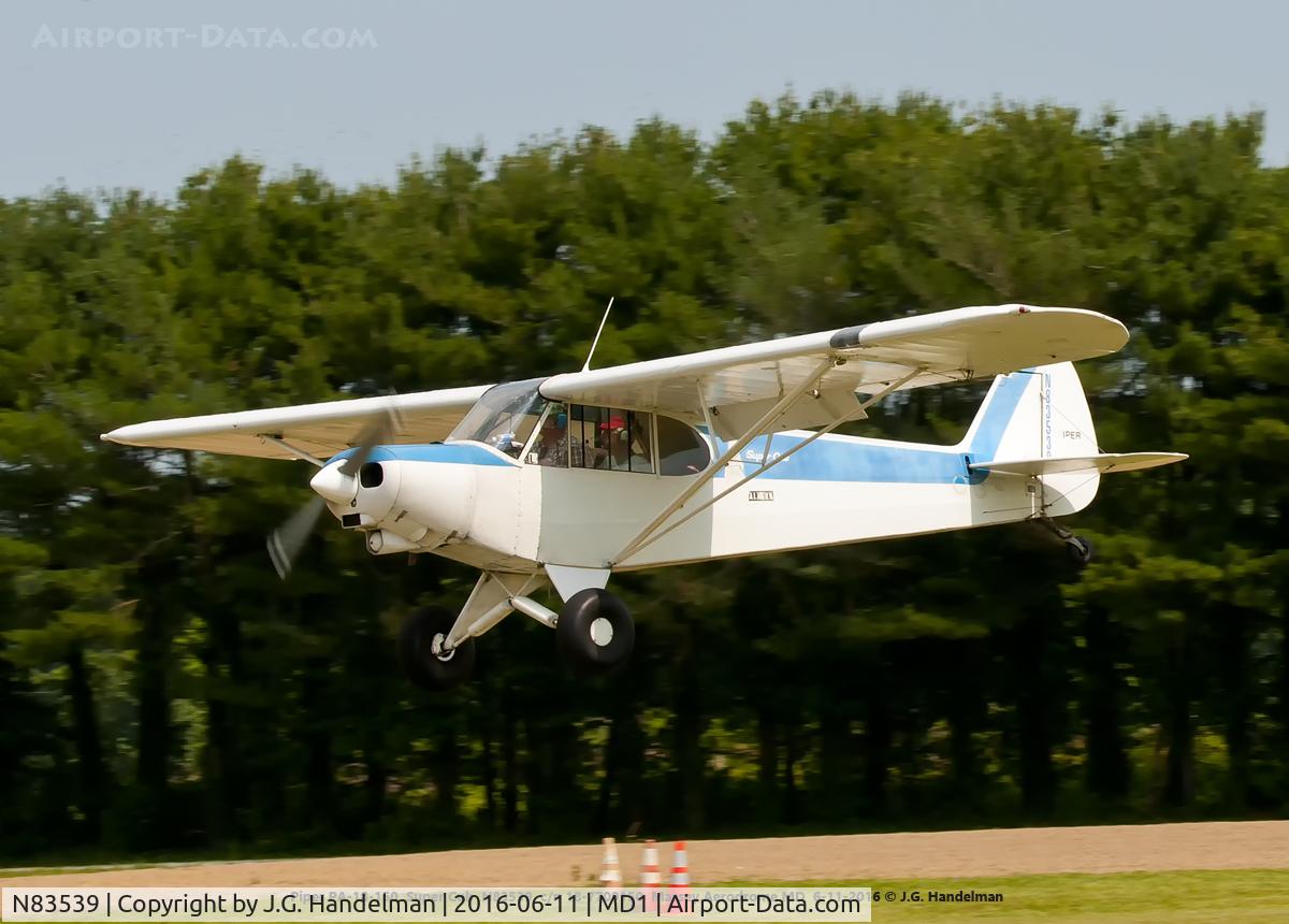 N83539, 1977 Piper PA-18-150 Super Cub C/N 18-7709150, Near touch down