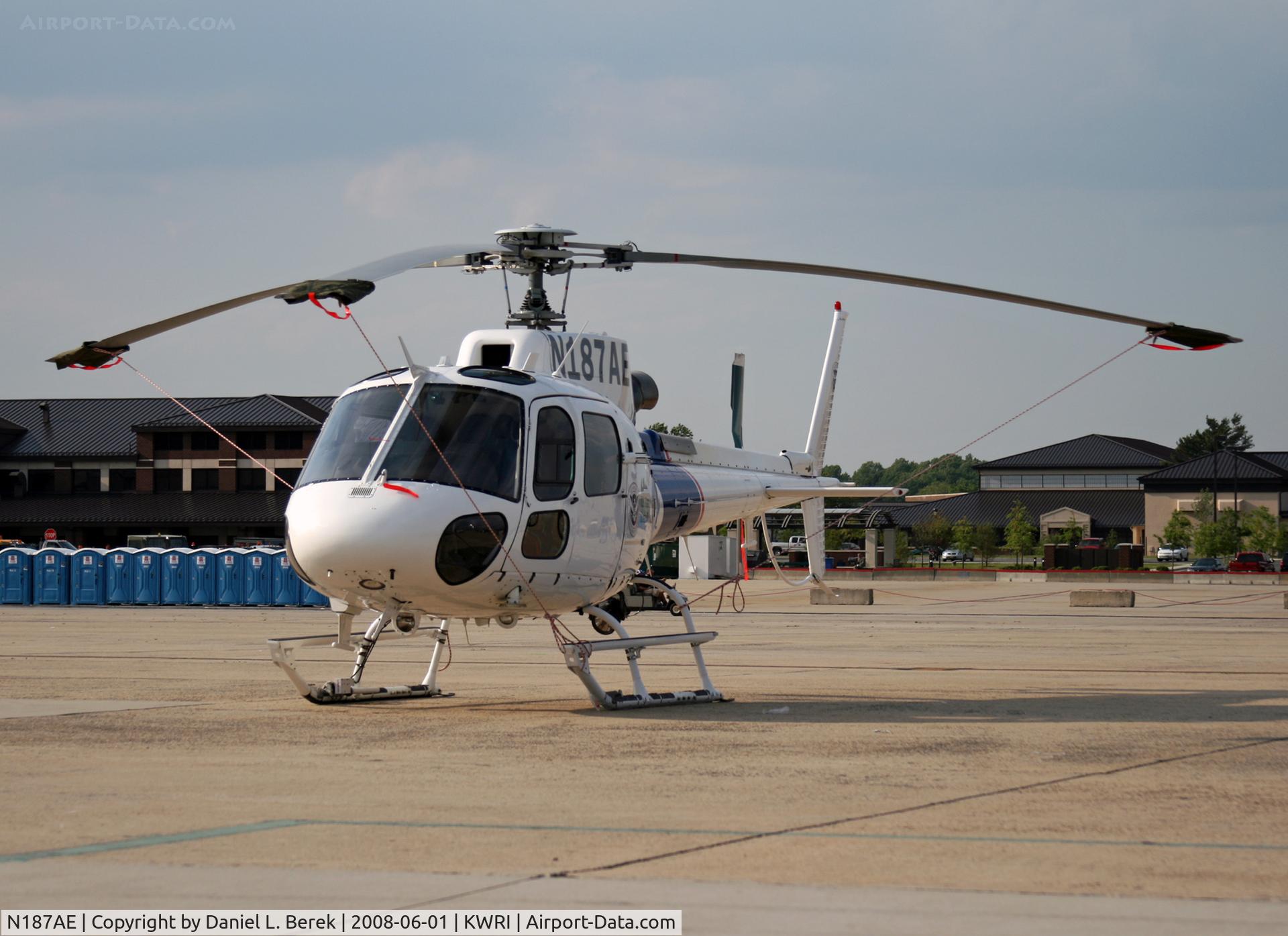N187AE, 2004 Eurocopter AS-350B-3 Ecureuil Ecureuil C/N 3846, I was surprised to find this civilian helicopter at an Air Force open house, McGuire AFB.