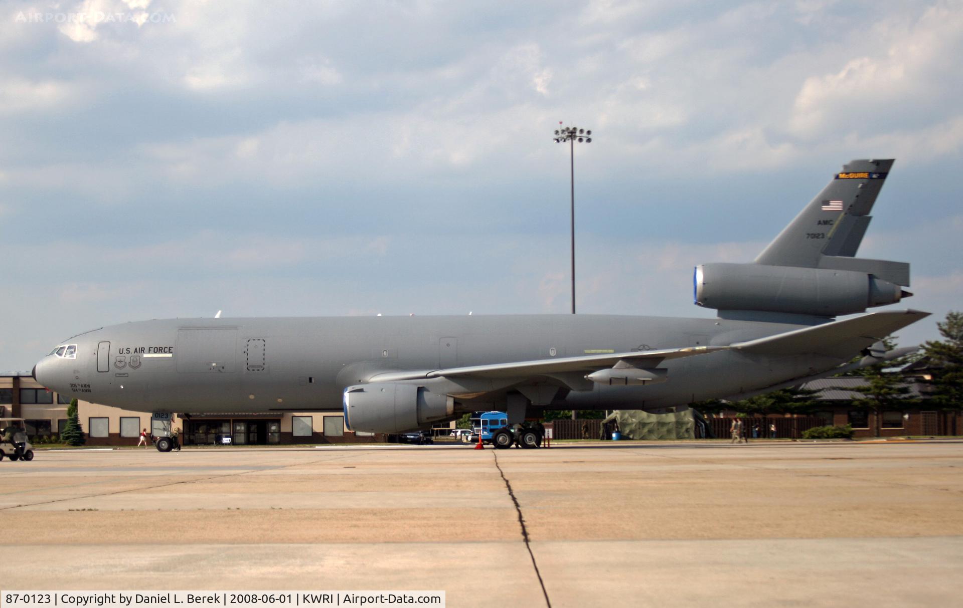 87-0123, 1987 McDonnell Douglas KC-10A Extender C/N 48309/439, This KC-10 strikes a classic profile at a 2008 open house.