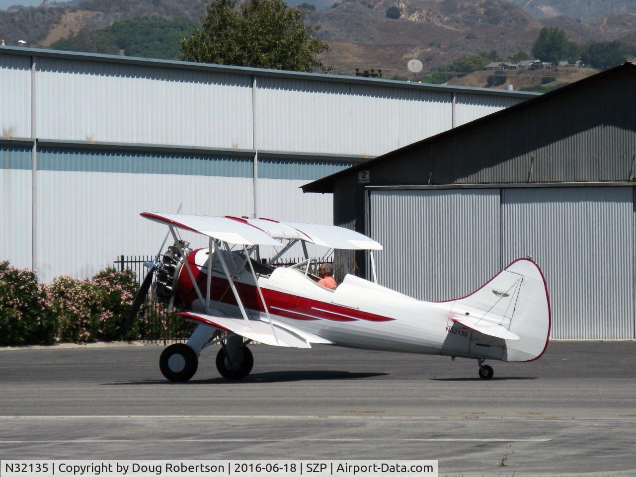 N32135, 1941 Waco UPF-7 C/N 5767, 1941 Waco UPF-7, Continental W670 220 Hp radial, chromed prop & spinner, a beautiful classic biplane, taxi after landing Rwy 22