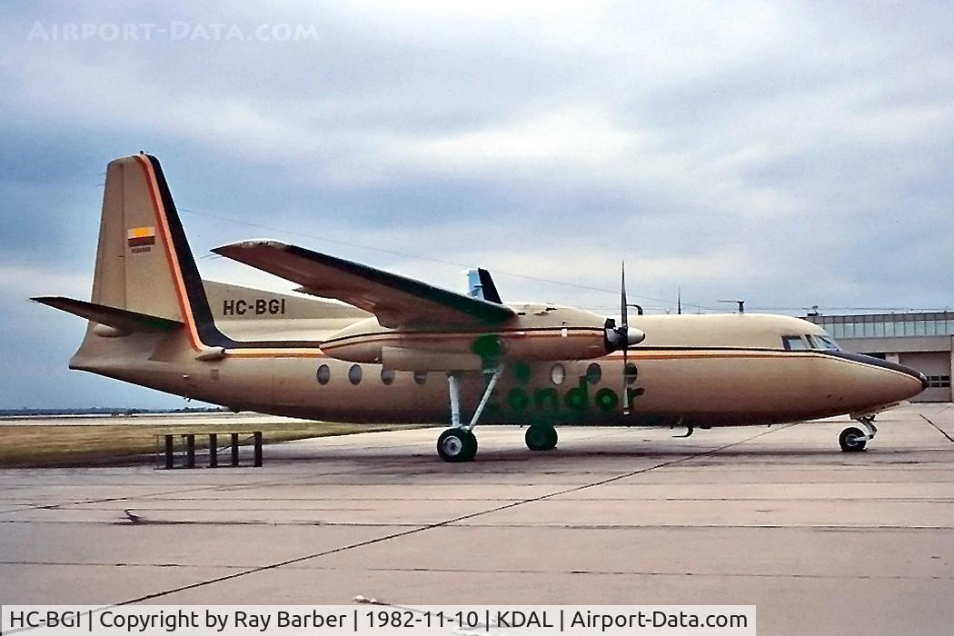 HC-BGI, Fairchild F-27A C/N 34, Fairchild FH-27F [34] (Aerolineas Condor) Dallas-Love Field~N 10/11/1982. From a slide.