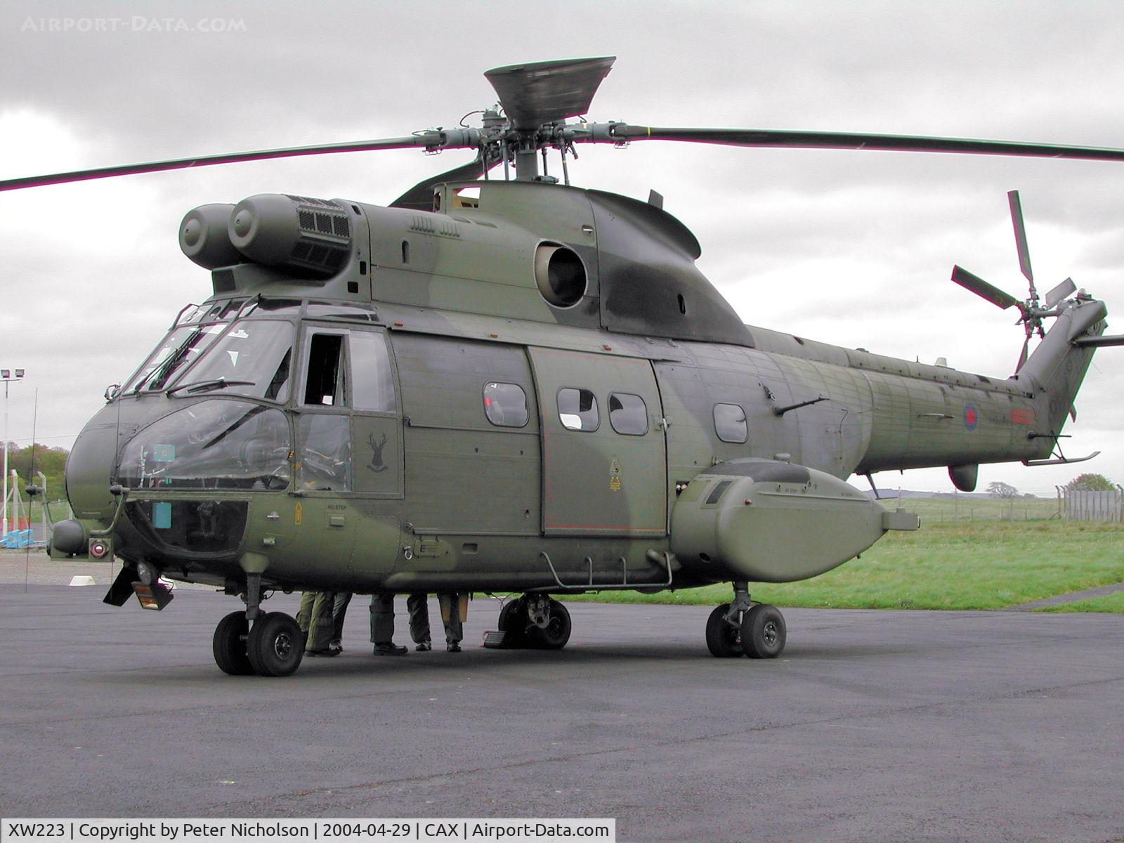XW223, 1972 Westland Puma HC.1 C/N 1161, Puma HC.1, callsign Warlock 1, of 33 Squadron as seen at Carlisle in April 2004.