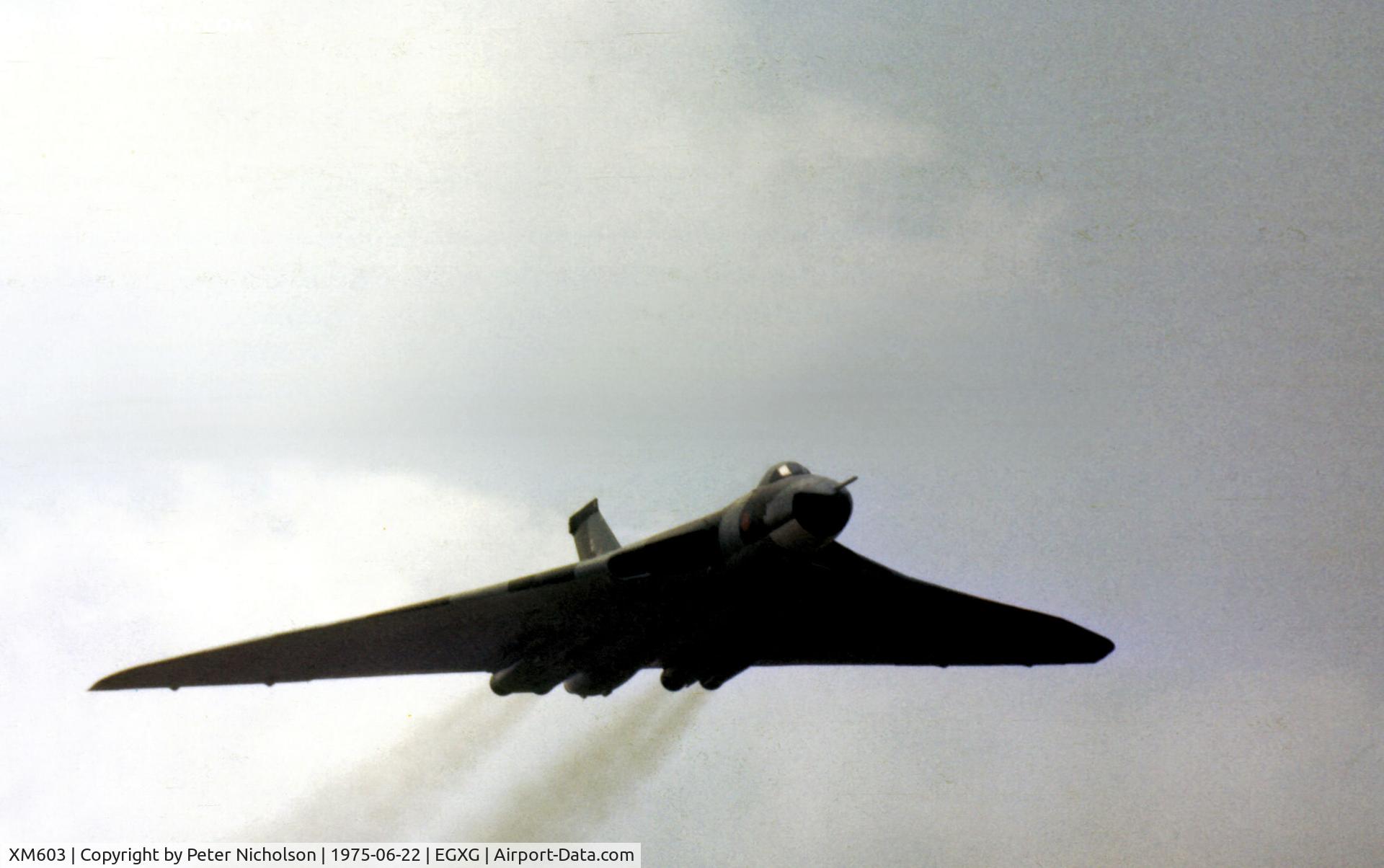 XM603, 1963 Avro Vulcan B.2 C/N Set 67, Vulcan B.2 of 50 Squadron in action at the 1975 RAF Church Fenton Airshow.