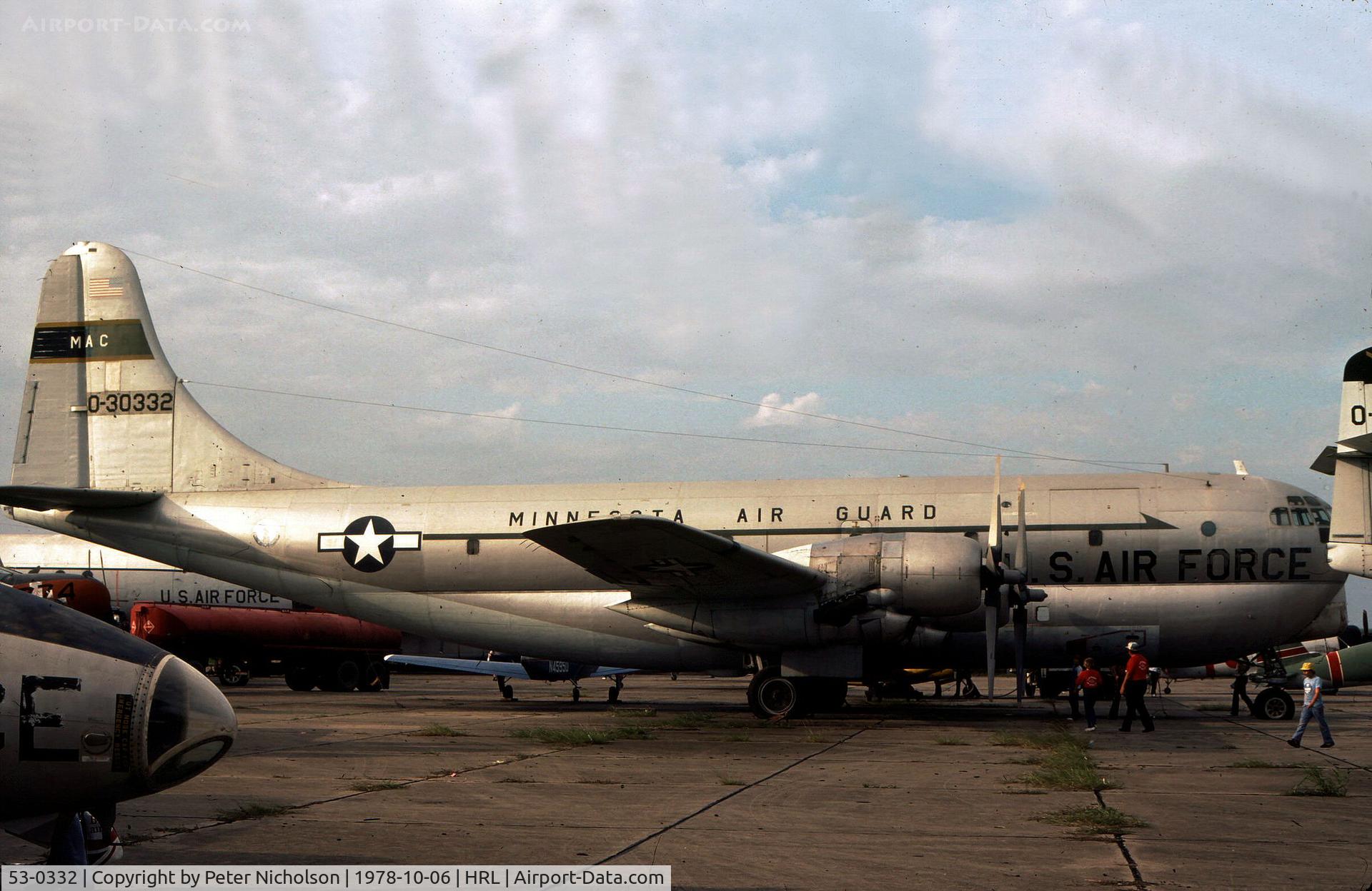 53-0332, 1953 Boeing C-97G Stratofreighter C/N 17114, C-97G Stratofreighter formerly of Minnesota ANG on display at the Confederate Air Force's 1978 Airshow at Harlingen.