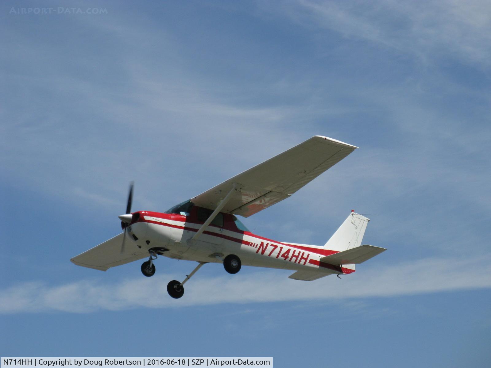 N714HH, 1977 Cessna 150M C/N 15079185, 1977 Cessna 150M, Continental O-200 100 Hp, takeoff climb Rwy 22
