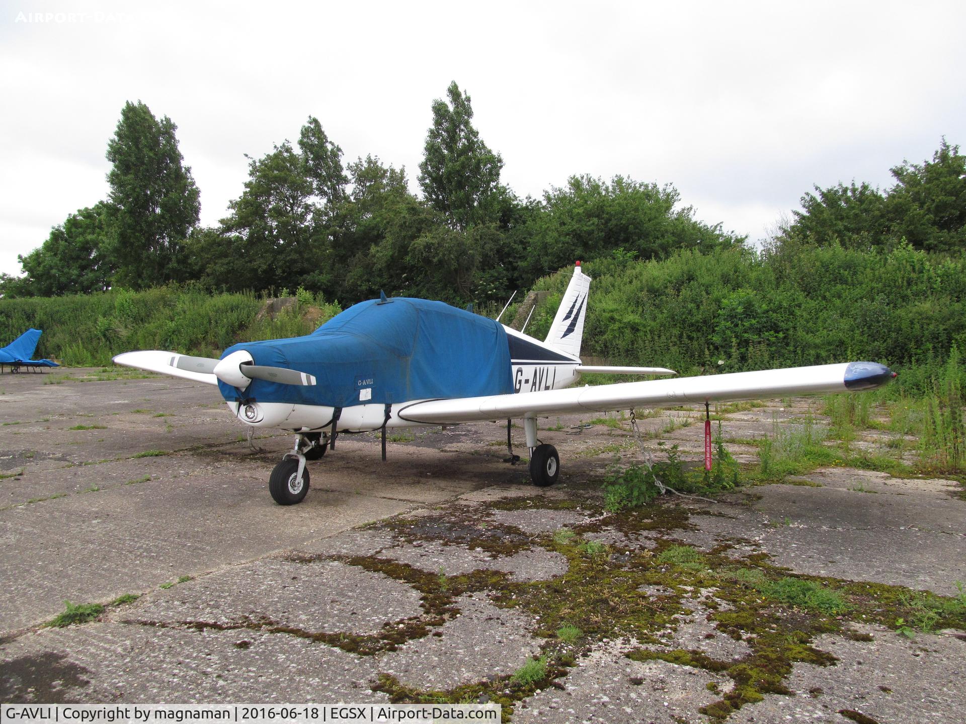 G-AVLI, 1967 Piper PA-28-140 Cherokee C/N 28-23388, on remote apron at north weald