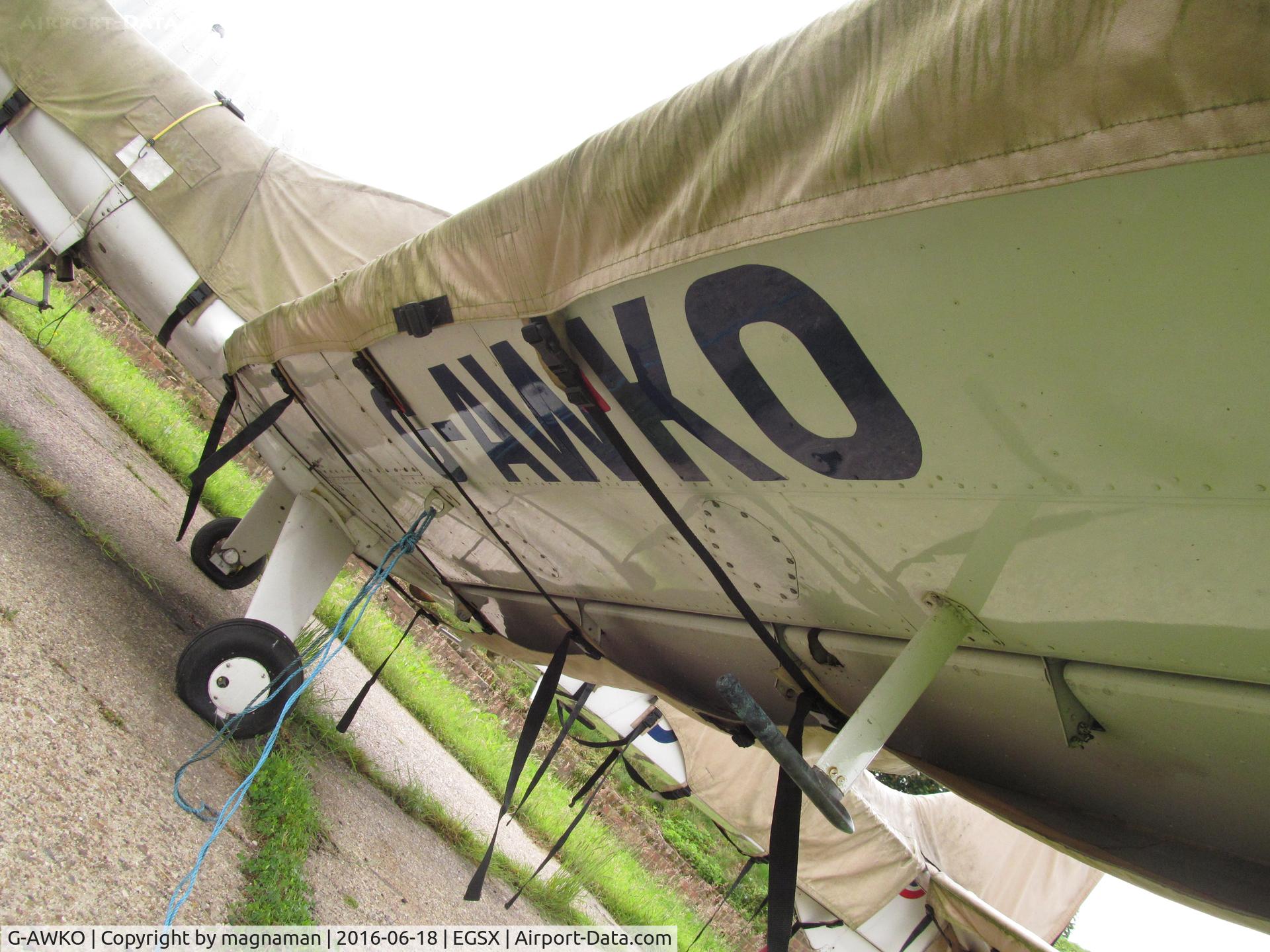 G-AWKO, 1968 Beagle B-121 Pup Series 1 (Pup 100) C/N B121-019, only way to get ID on this covered aircraft at north weald