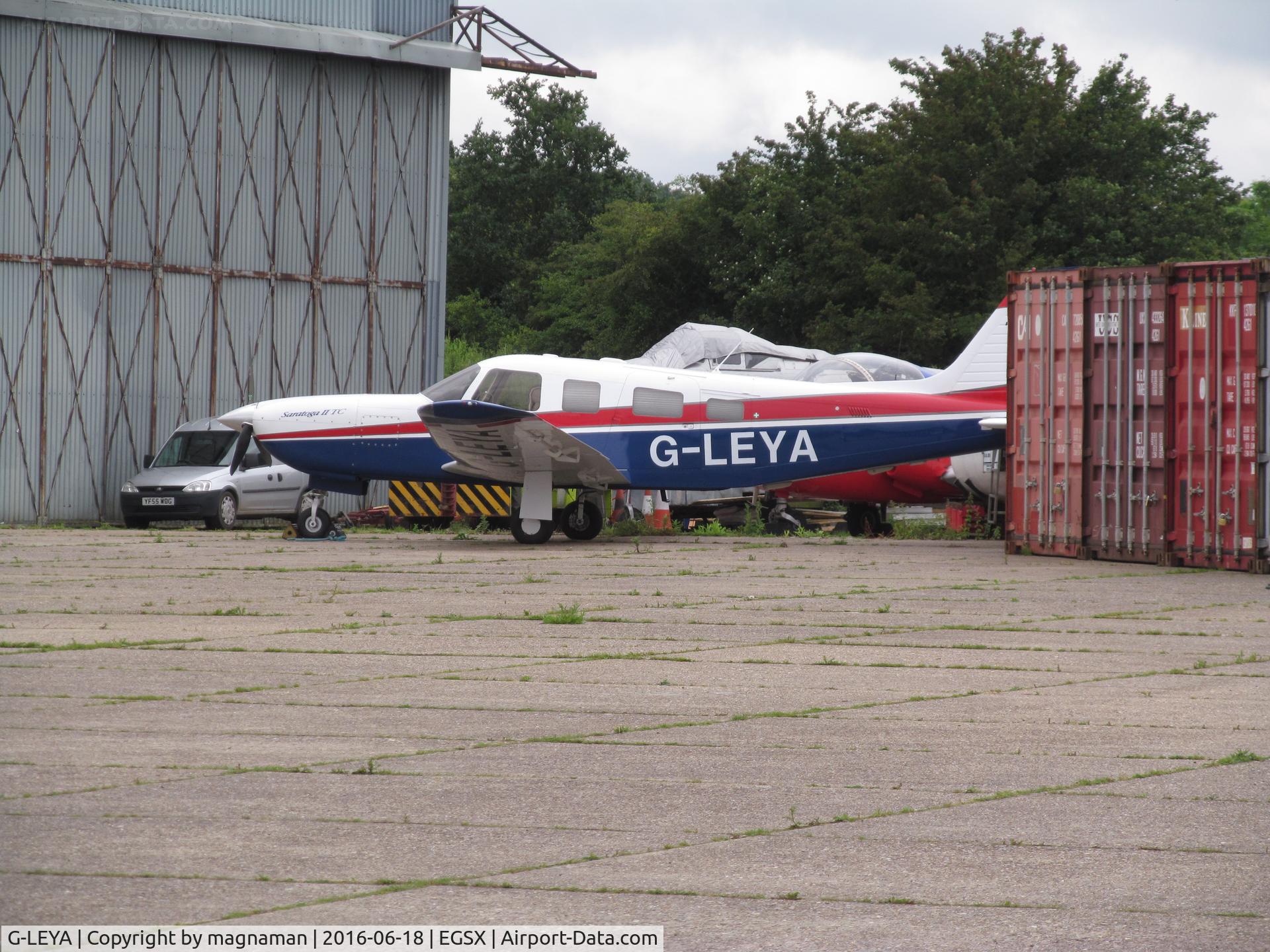 G-LEYA, 2007 Piper PA-32R-301T Turbo Saratoga C/N 3257476, on apron - not allowed to get closer
