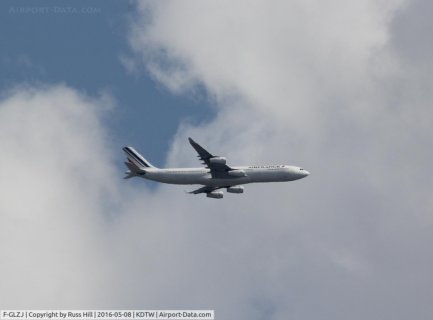 F-GLZJ, 1997 Airbus A340-313X C/N 186, On approach to DTW, approx. 15 miles out.