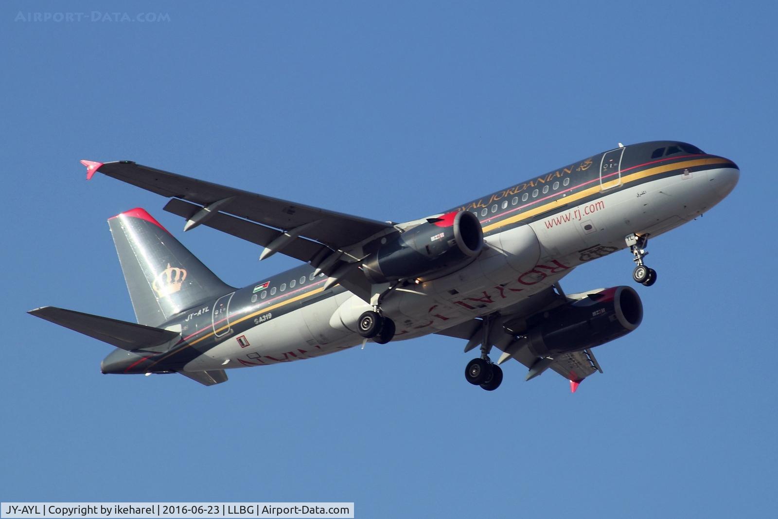 JY-AYL, 2008 Airbus A319-132 C/N 3428, Flight from Amman, Jordan, upon landing on runway 30.