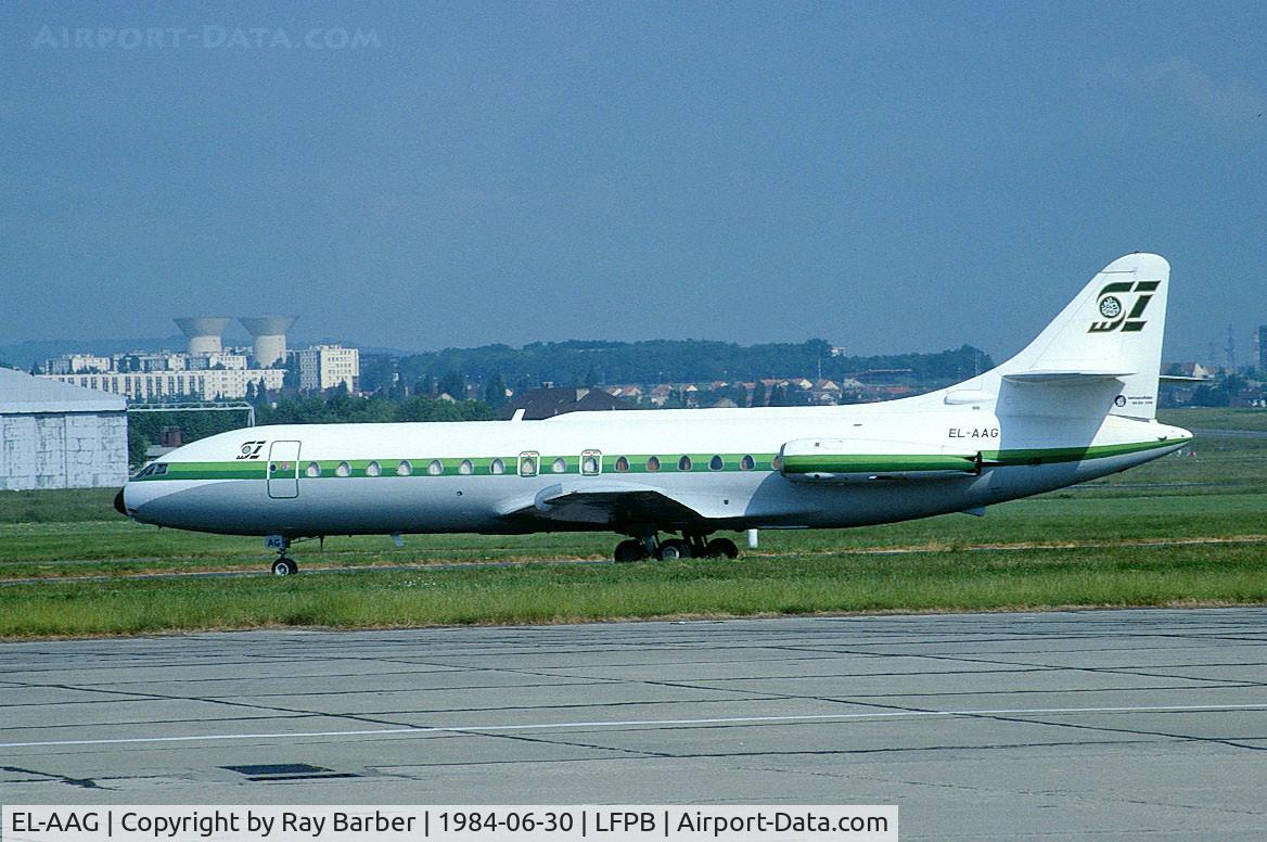 EL-AAG, 1968 Sud Aviation SE-210 Caravelle III C/N 254, Sud Aviation SE.210 Caravelle 3 [254] (Atlantic Aviation Service) Paris-Le Bourget~F 30/06/1984. From a slide.