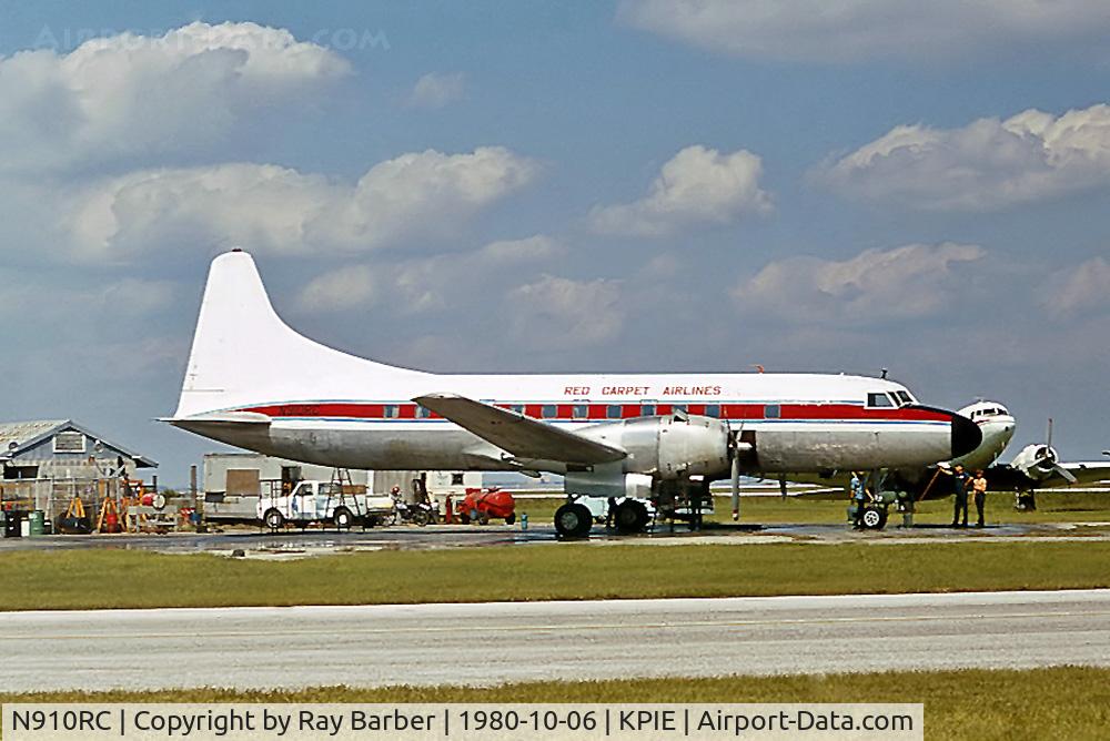 N910RC, 1958 Convair 440 Metropolitan C/N 483, N910RC   Convair 440-54 [483] (Red Carpet Airlines) St. Petersburg-Clearwater Int'l~N  06/10/1980. From a slide.