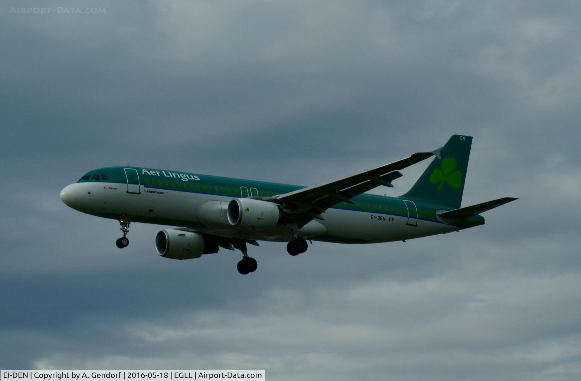 EI-DEN, 2005 Airbus A320-214 C/N 2432, Aer Lingus, is here landing at London Heathrow(EGLL)