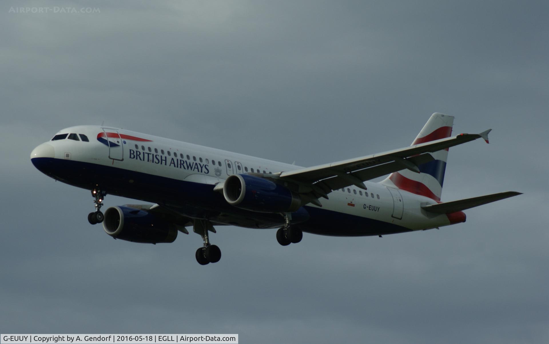 G-EUUY, 2008 Airbus A320-232 C/N 3607, British Airways, seen here on short finals RWY 27L at London Heathrow(EGLL)