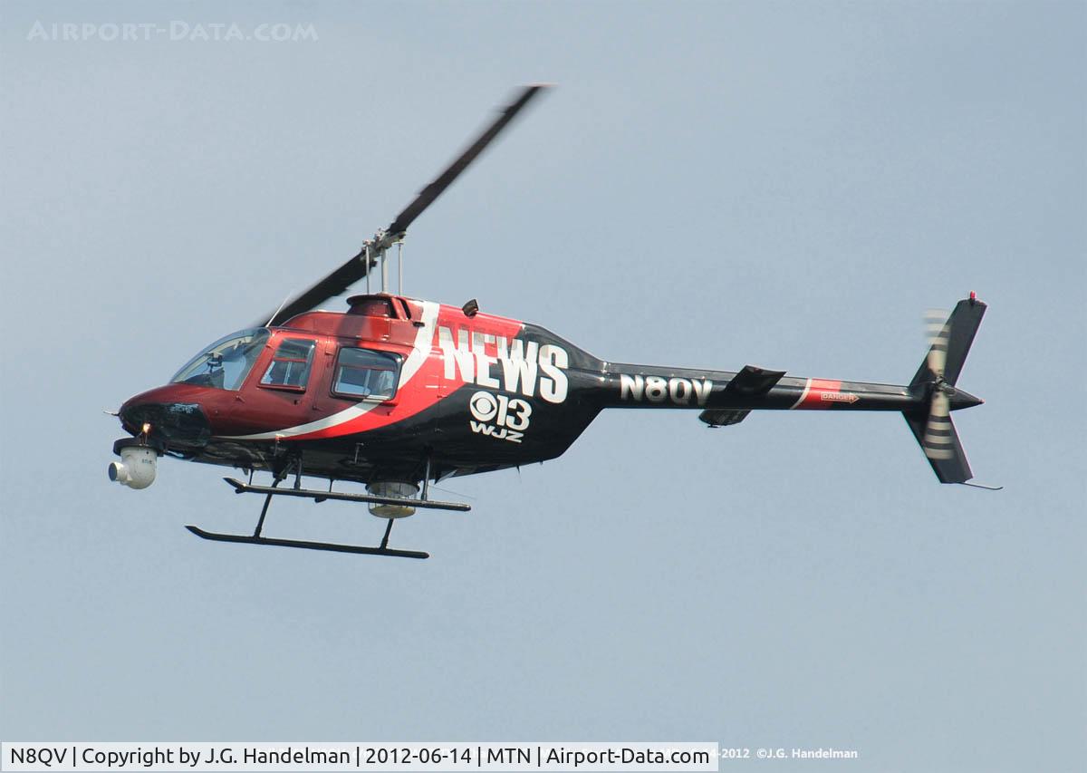 N8QV, 1981 Bell 206B C/N 3434, Landing at Martin State Airport.