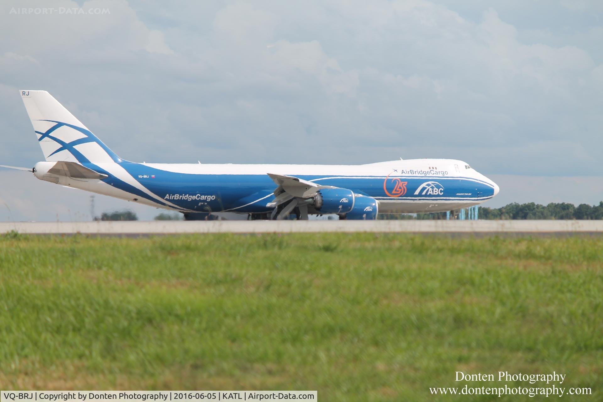 VQ-BRJ, 2013 Boeing 747-8HVF C/N 37670, Air Bridge Cargo Flight 639 (VQ-BRJ) arrives at Hartsfield-Jackson Atlanta International Airport following flight from Los Angeles International Airport
