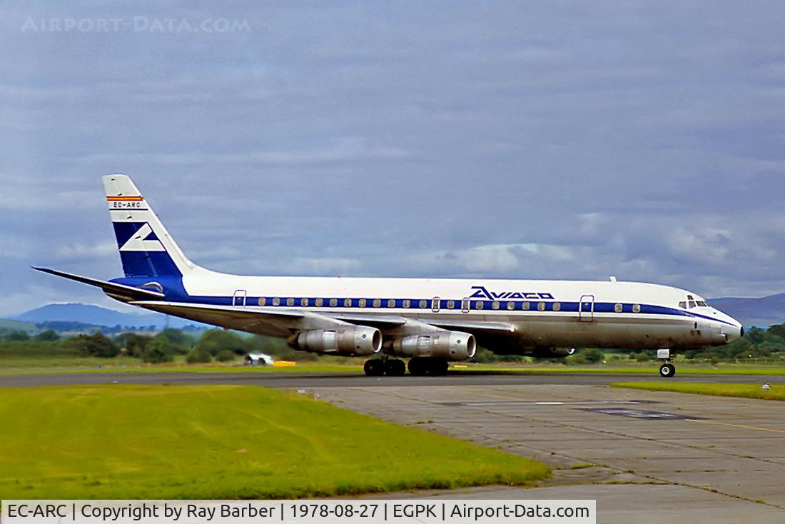 EC-ARC, 1961 Douglas DC-8-52 C/N 45619, Douglas DC-8-52 [45619] (Aviaco) Glasgow-Prestwick~G 28/09/1978. From a slide.