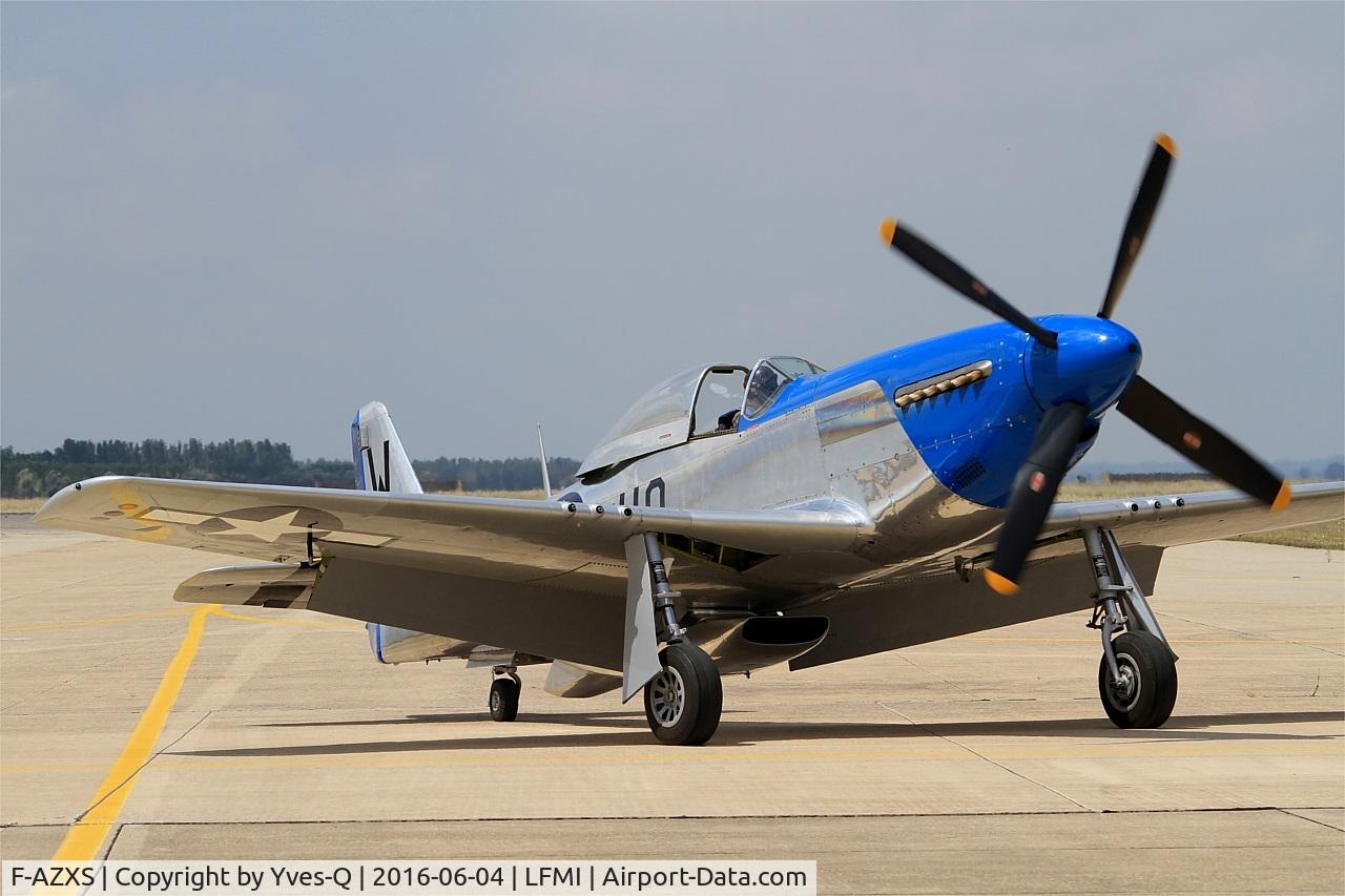 F-AZXS, 1944 North American F-51D Mustang C/N 122-40196, North American F-51D Mustang, Taxiing to parking area, Istres-Le Tubé Air Base 125 (LFMI-QIE) open day 2016