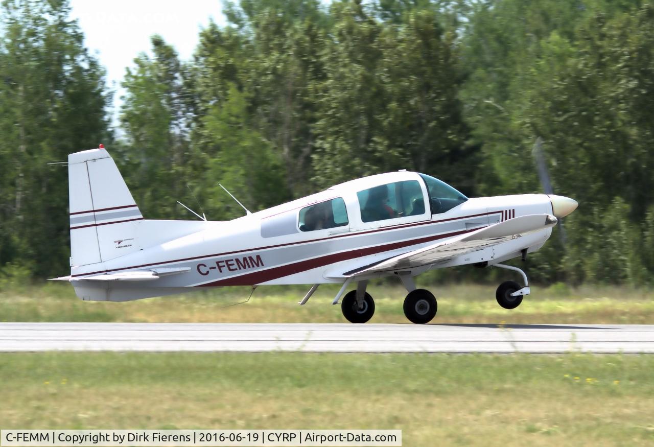 C-FEMM, 1973 American Aviation AA-5 Traveler C/N AA5-0328, Departing after the breakfast fly in at the EAA chapter 245 located at Carp Airport.