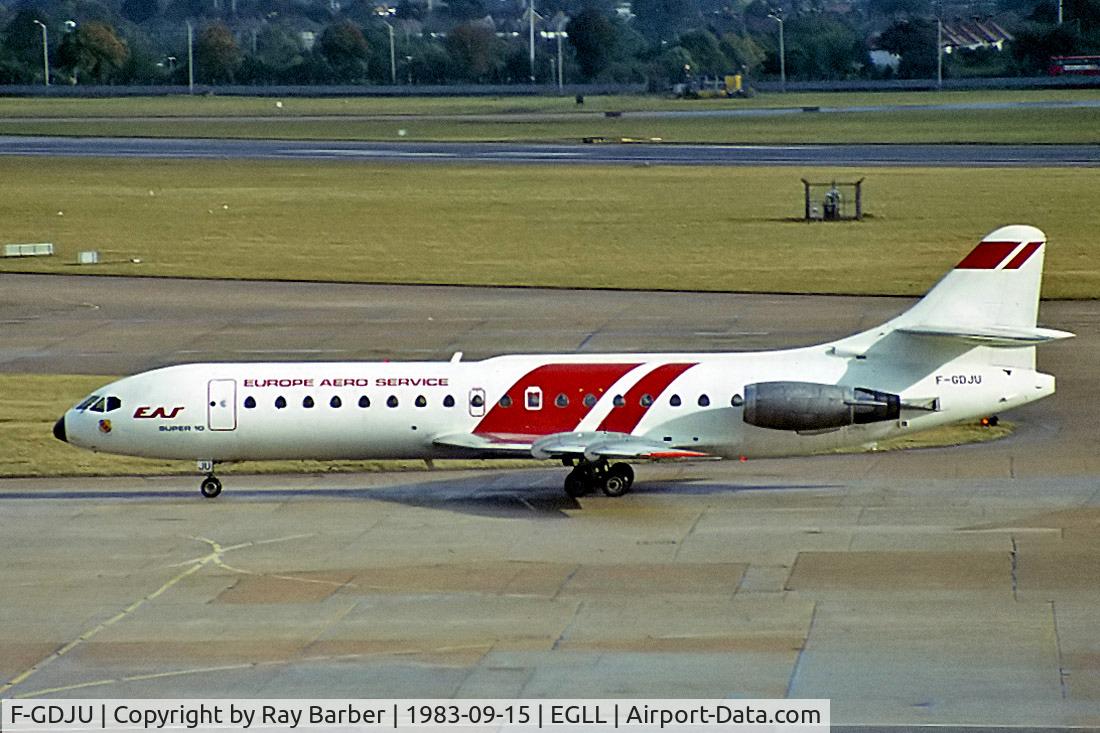F-GDJU, 1964 Sud Aviation SE-210 Caravelle 10B3 Super B C/N 183, Sud Aviation SE.210 Caravelle 10B3 [183] (Europe Aero Service) Heathrow~G 15/09/1983. From a slide.