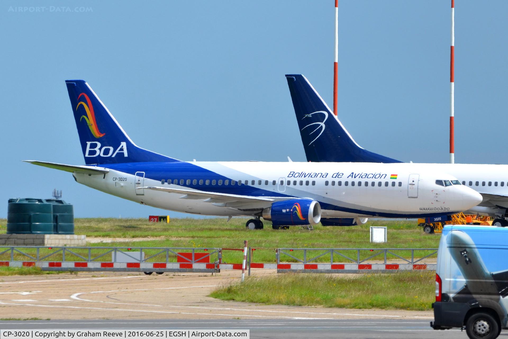 CP-3020, 1997 Boeing 737-37Q C/N 28537, BoA parked at Norwich.