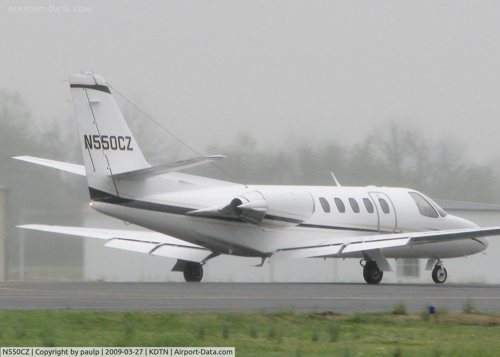 N550CZ, 1987 Cessna S550 Citation IIS C/N S550-0128, At Downtown Shreveport. Taking off in a heavy fog!