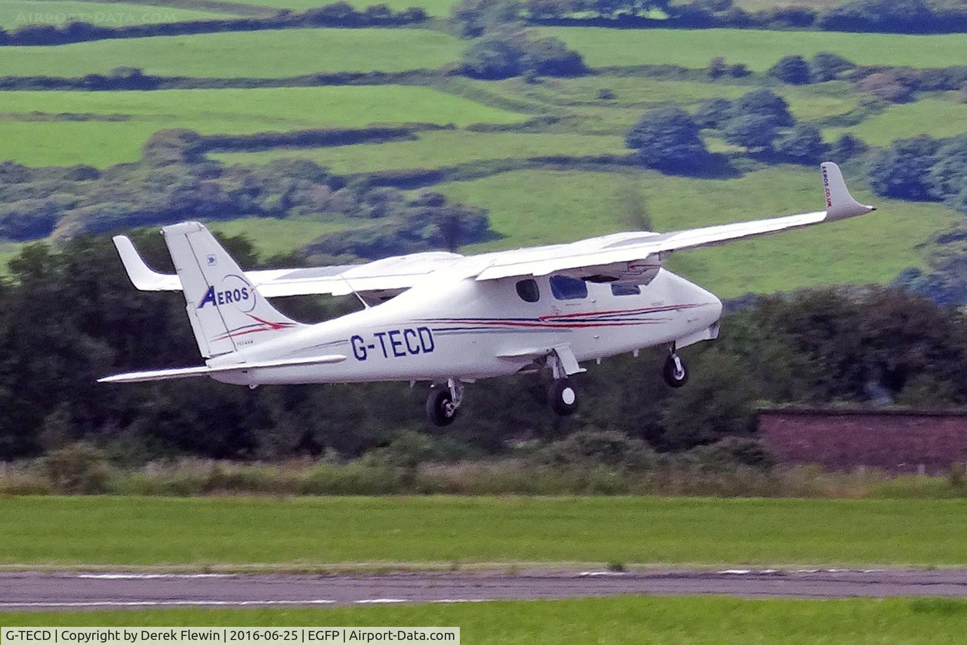 G-TECD, 2014 Tecnam P-2006T C/N 138, P-2006T, Aeros Gloucester Staverton based, seen departing runway 04 en-route RTB.