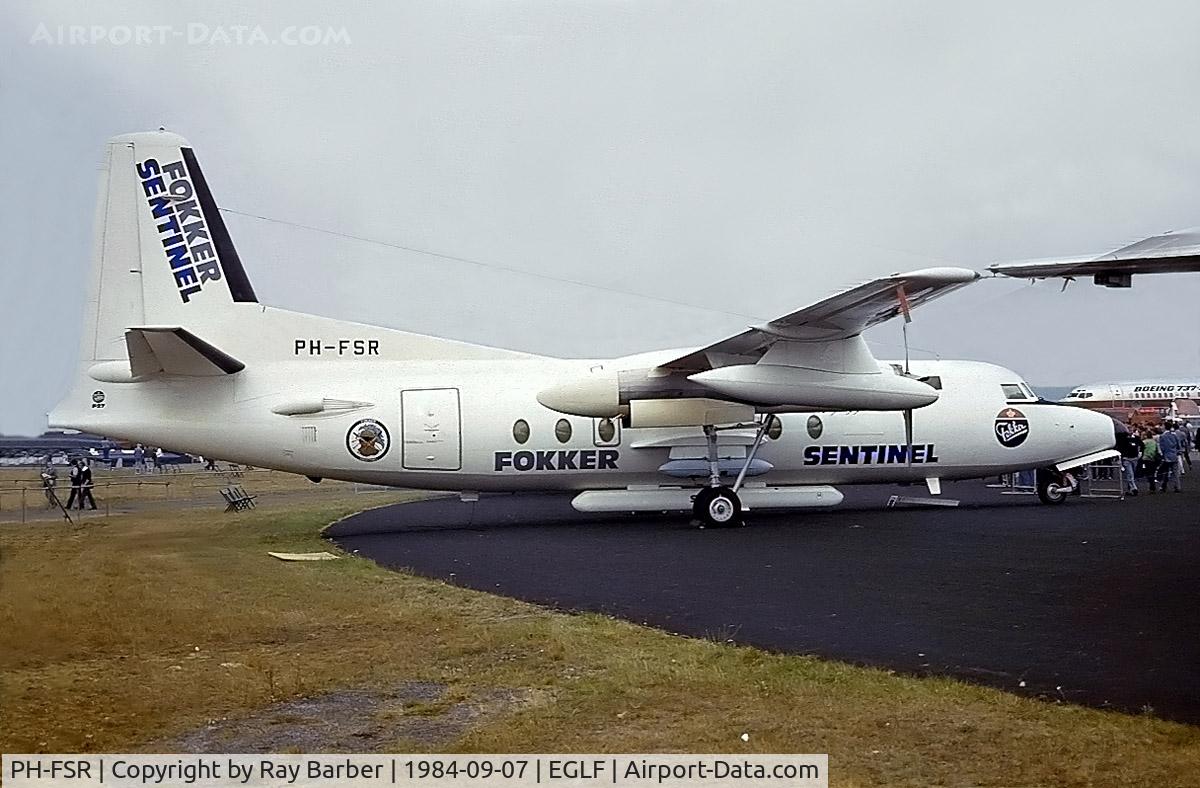 PH-FSR, 1983 Fokker F-27-400M Friendship C/N 10655, Fokker F-27-400M Friendship [10655] (Fokker) Farnborough~G 07/09/1984. From a slide.
