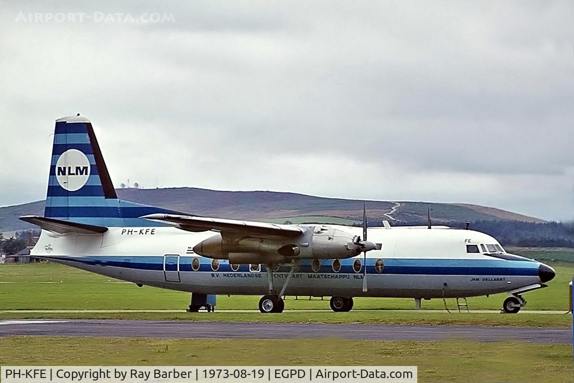 PH-KFE, 1968 Fokker F.27-600 Friendship C/N 10351, Fokker F-27-600 Friendship [10351] (NLM) Aberdeen-Dyce~G 19/08/1973. From a slide