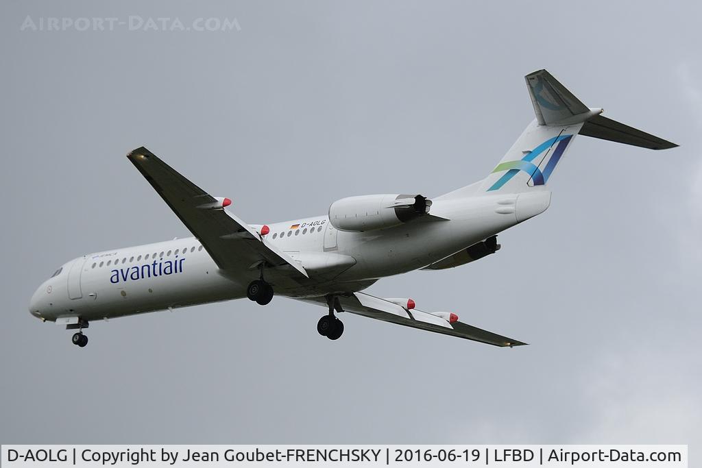 D-AOLG, 1993 Fokker 100 (F-28-0100) C/N 11452, ATV019G landing runway 23 from Bruxelles, Eurofoot 2016.