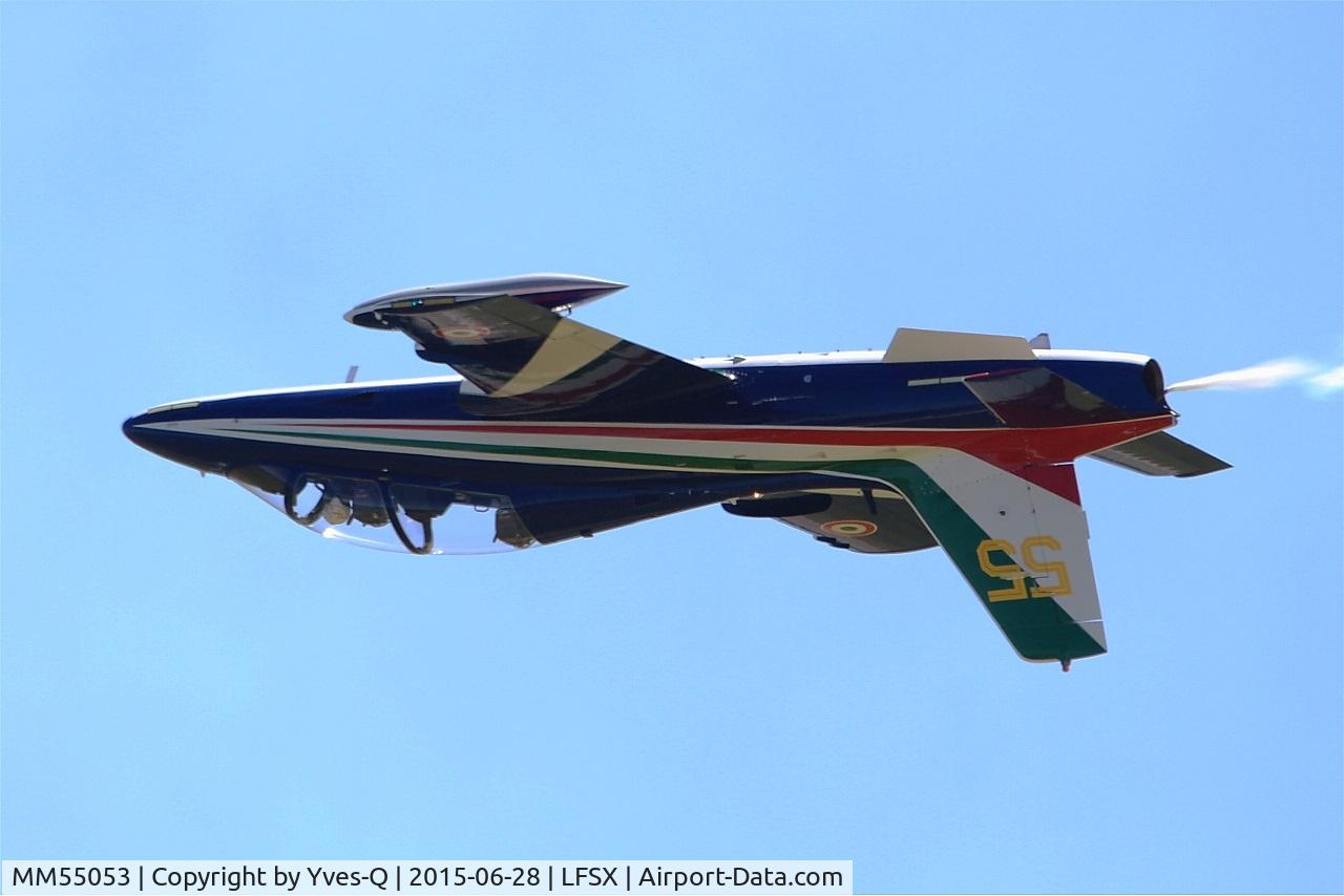 MM55053, Aermacchi MB-339PAN C/N 6847/187/AA084, Italian Air Force Aermacchi MB-339PAN, N°55 of Frecce Tricolori Aerobatic Team 2015, Luxeuil-Saint Sauveur Air Base 116 (LFSX)  Open day 2015