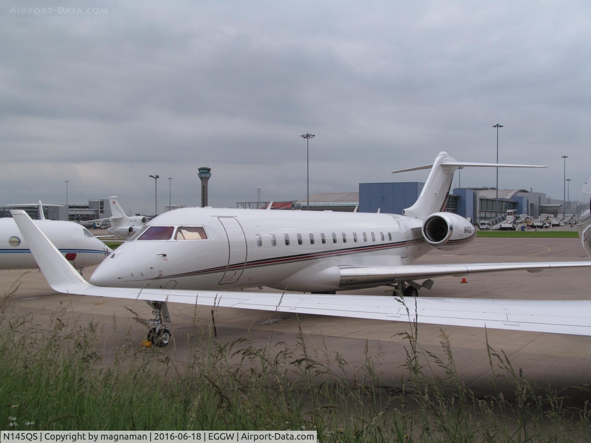 N145QS, 2014 Bombardier BD-700-1A10-Global 6000 C/N 9598, At luton by long term car park